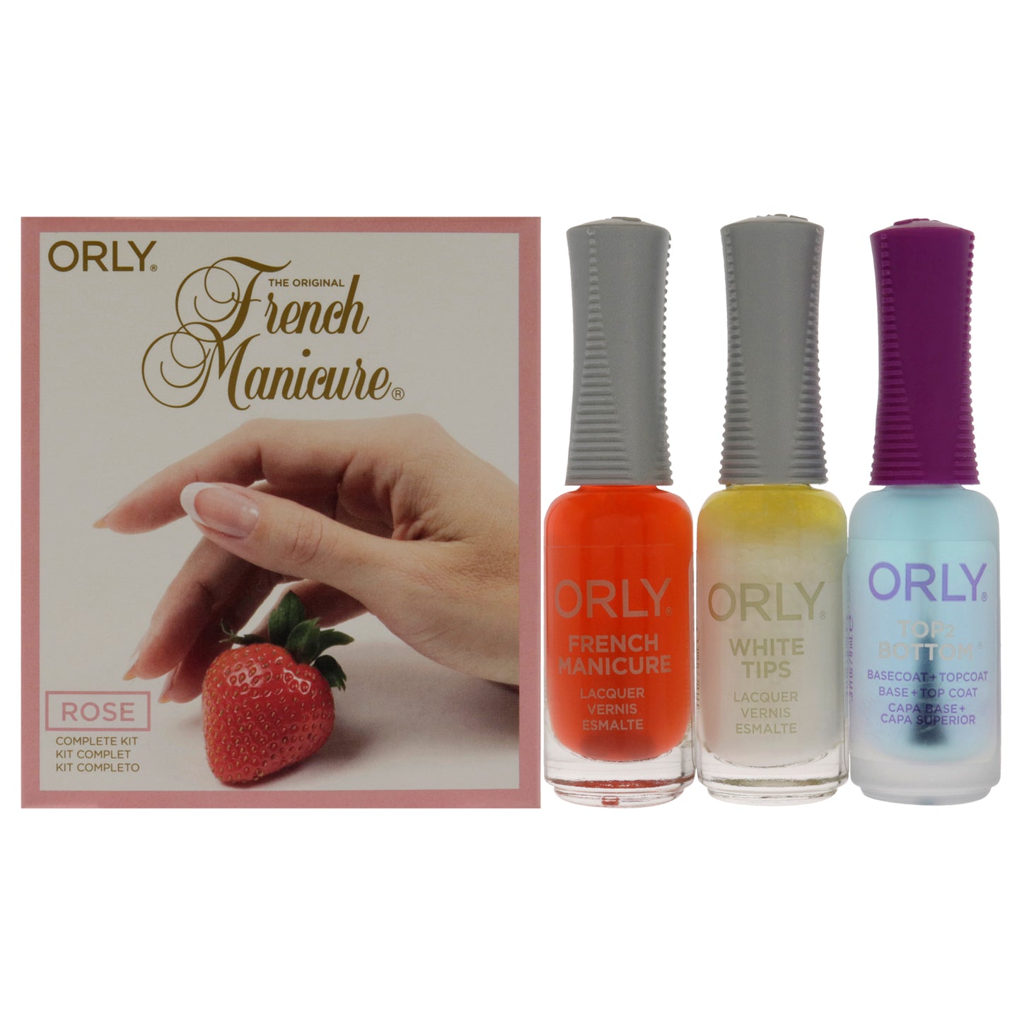 The Original French Manicure Kit Rose 4 Pc Kit 0.3oz Top2 Botton Base Coat Plus Topcoat