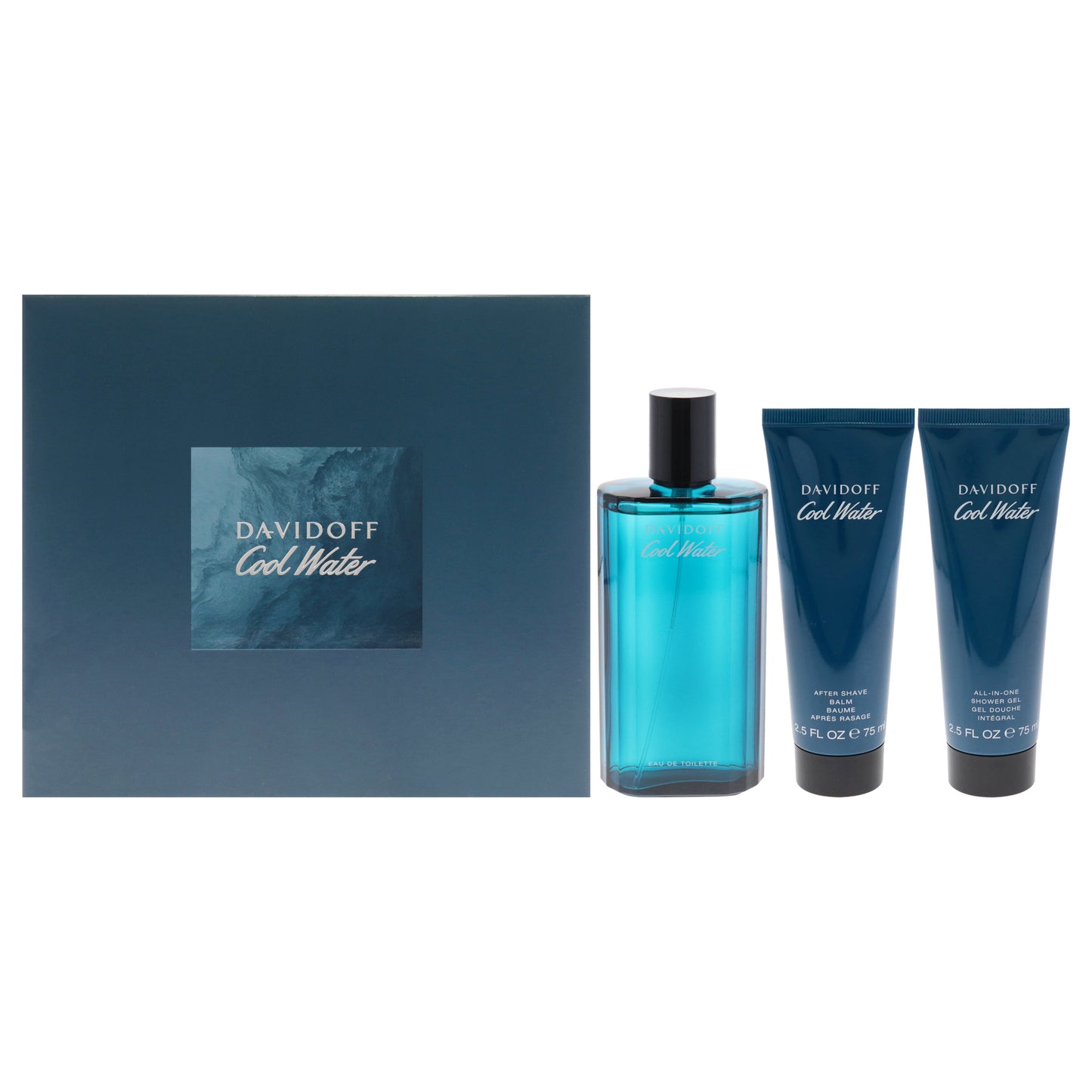 Cool Water by Davidoff for Men - 3 Pc Gift Set 4.2oz EDT Spray, 2.5oz Shower Gel, 2.5oz After Shave Balm