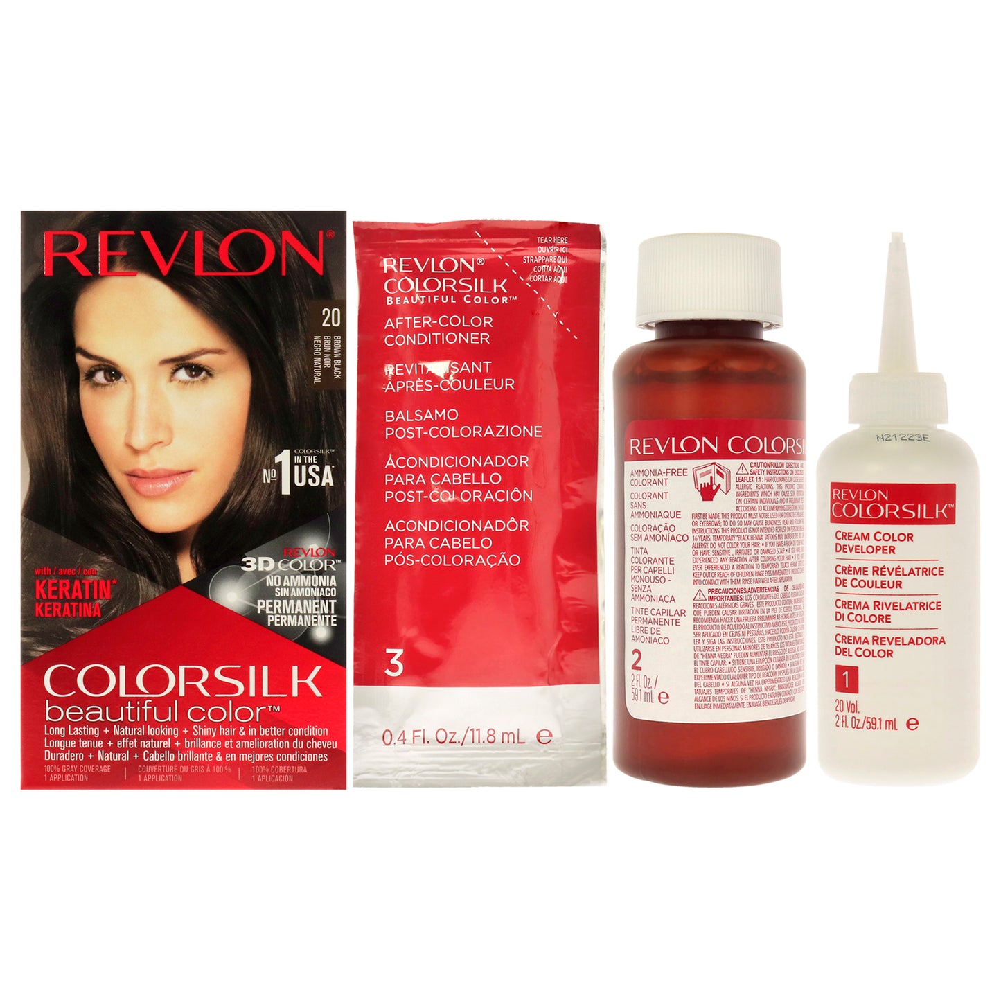 Colorsilk Beautiful Color - 20 Brown Black 2N by Revlon for Unisex - 1 Application Hair Color