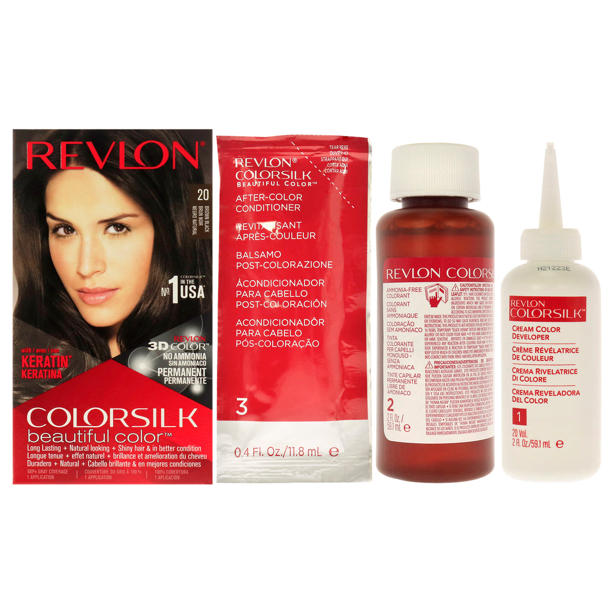 Colorsilk Beautiful Color - 20 Brown Black 2N by Revlon for Unisex - 1 Application Hair Color