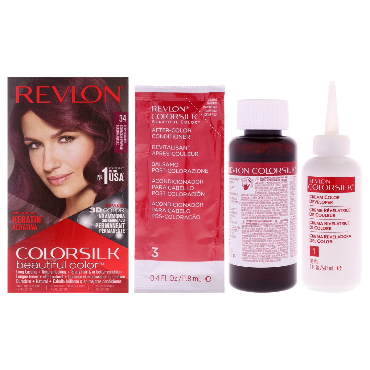 Colorsilk Beautiful Color - 34 Deep Burgundy by Revlon for Unisex - 1 Application Hair Color