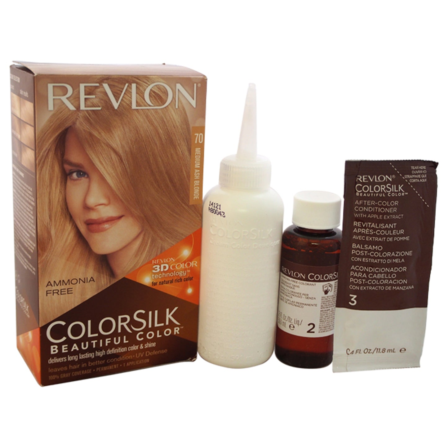 colorsilk Haircolor - 70 Medium Ash Blonde 7A by Revlon for Unisex - 1 Application Hair Color
