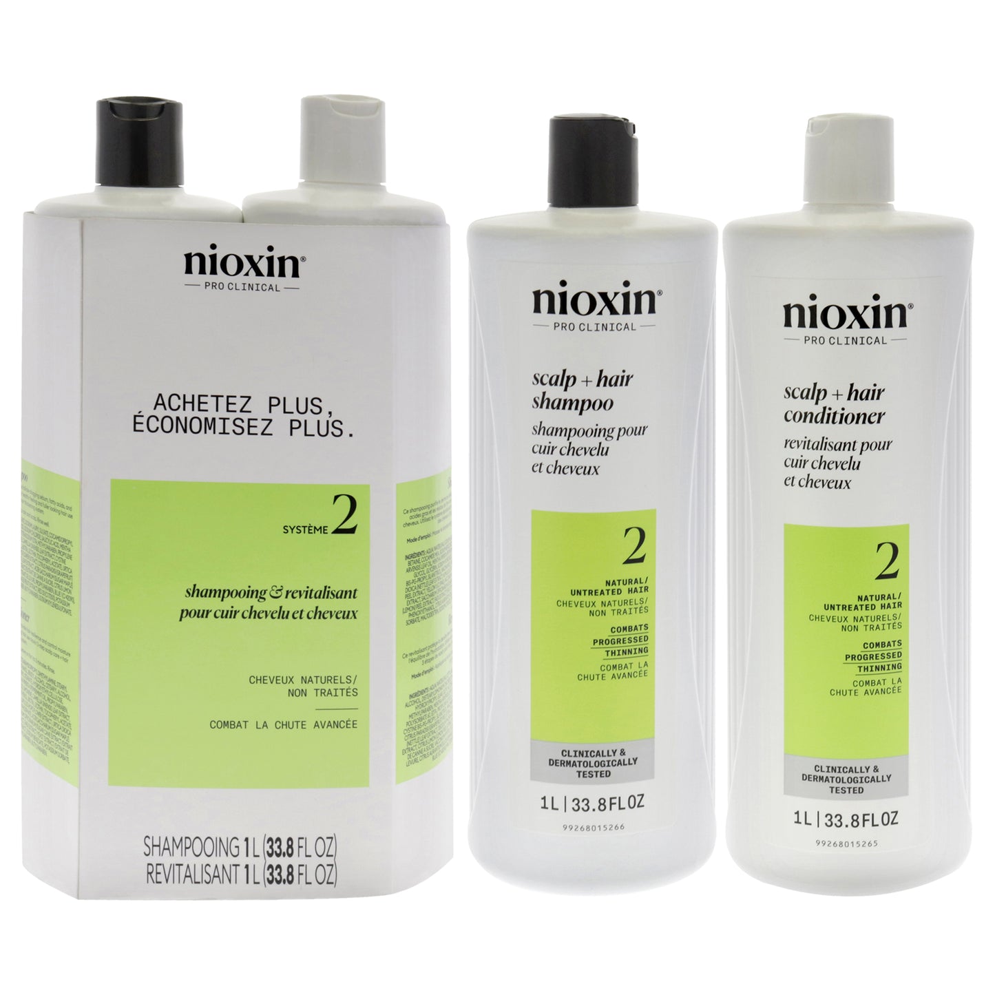 System 2 Duo by Nioxin for Unisex - 2 x 33.8 oz Shampoo, Conditioner