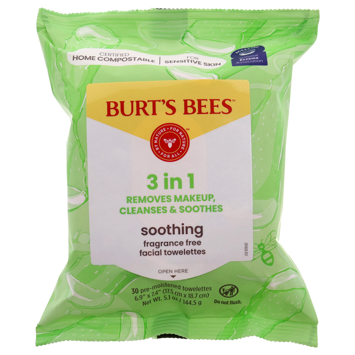 Soothing Facial Towelettes Sensitive - Aloe Vera by Burts Bees for Unisex - 30 Count Towelettes