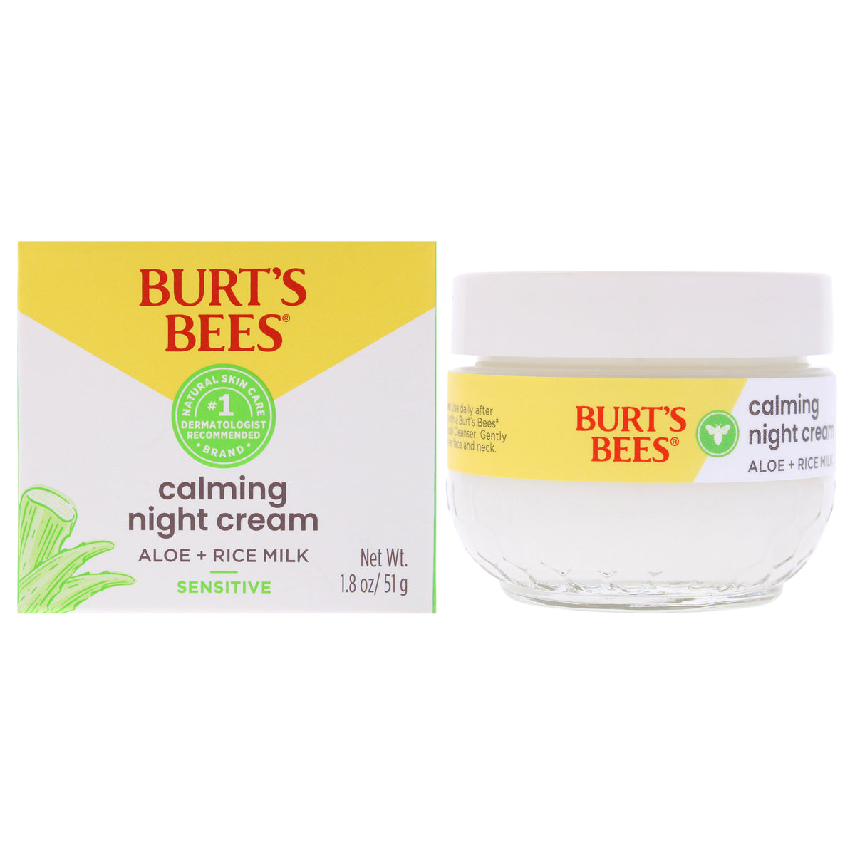 Sensitive Calming Night Cream by Burts Bees for Unisex - 1.8 oz Cream
