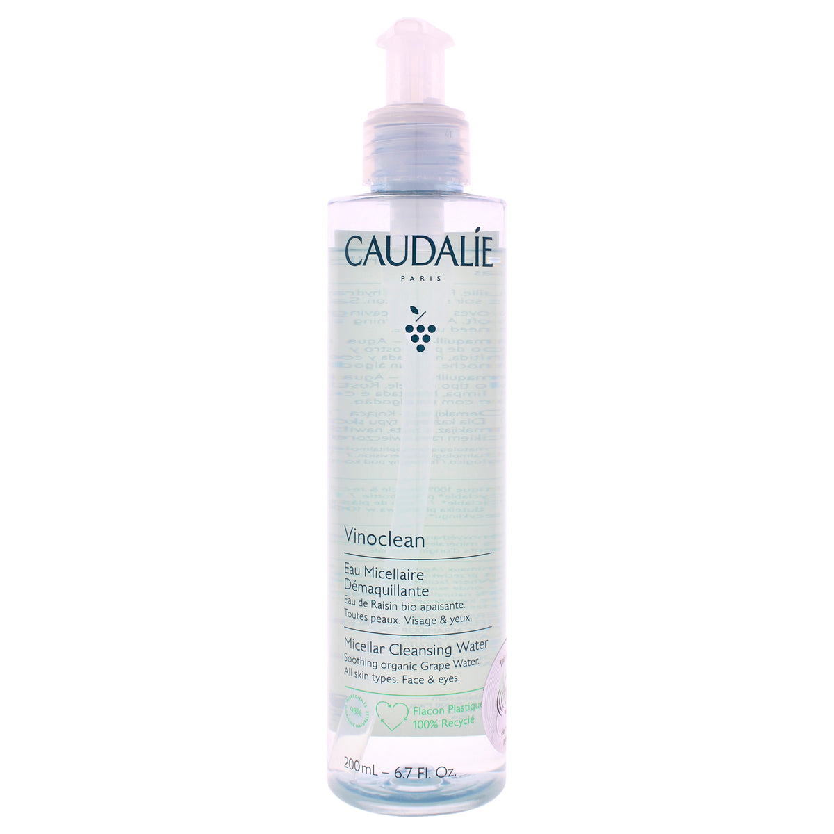 Vinoclean Micellar Cleansing Water by Caudalie for Women - 6.7 oz Cleanser