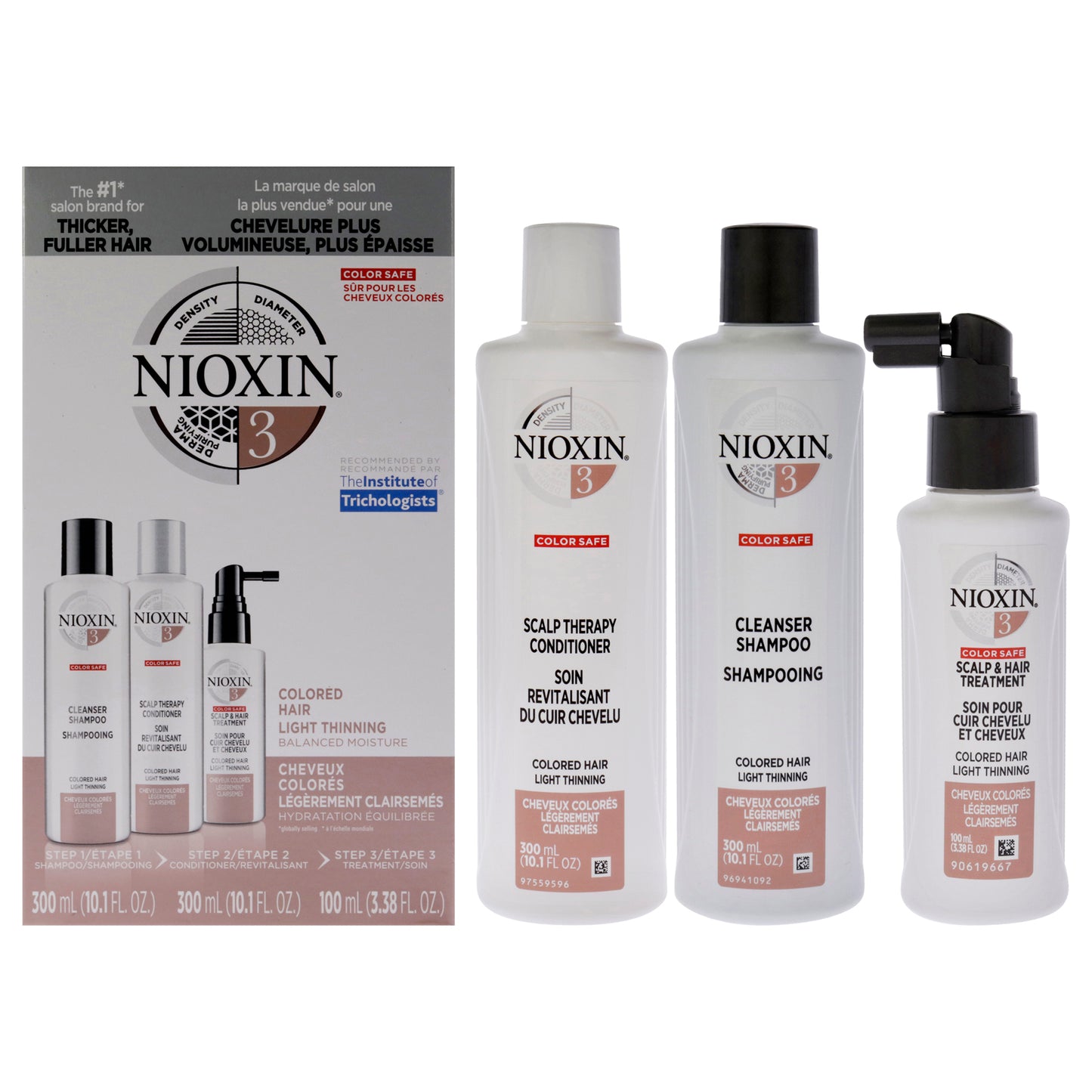 System 3 Kit by Nioxin for Unisex - 3 Pc 10.1oz Scalp Hair Shampoo, 10.1 oz Scalp Hair Conditioner, 3.38oz Scalp Care Plus Hair Thickening Treatment