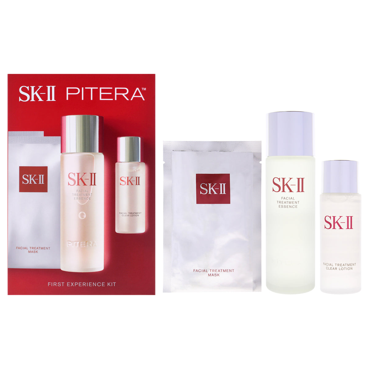 Pitera First Experience Kit by SK-II for Unisex - 3 Pc 2.5oz Facial Treatment Essence , 1oz Facial Treatment Clear Lotion, 1Pc Facial Treatment Mask