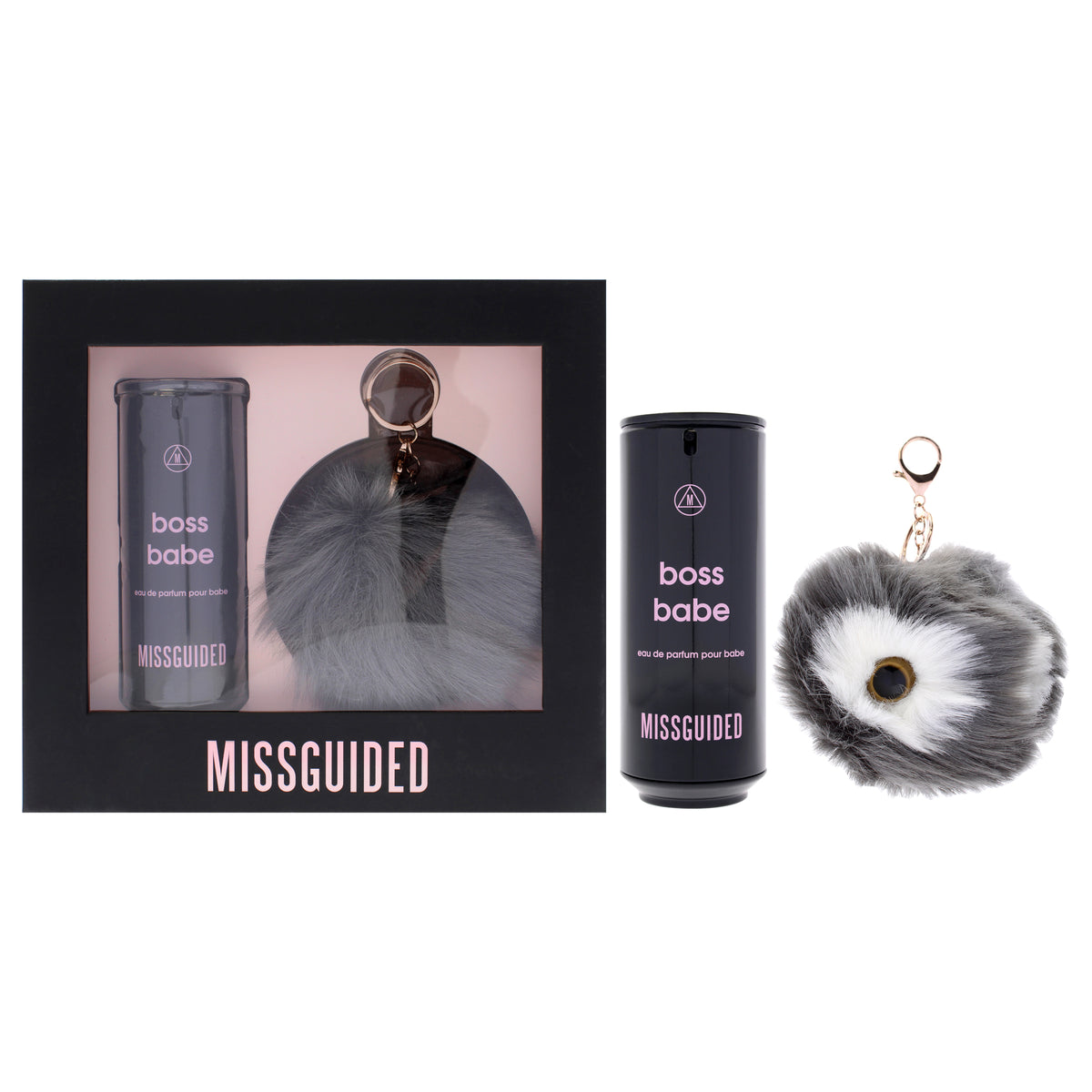 Boss Babe by Missguided for Women - 2 Pc Gift Set 2.7oz EDP Spray, Pom Pom Keyring
