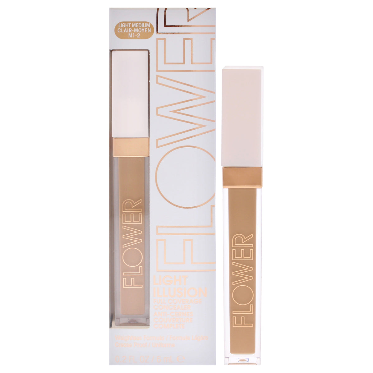 Light Illusion Full Coverage Concealer - M1-2 Light Medium by Flower Beauty for Women - 0.2 oz Concealer