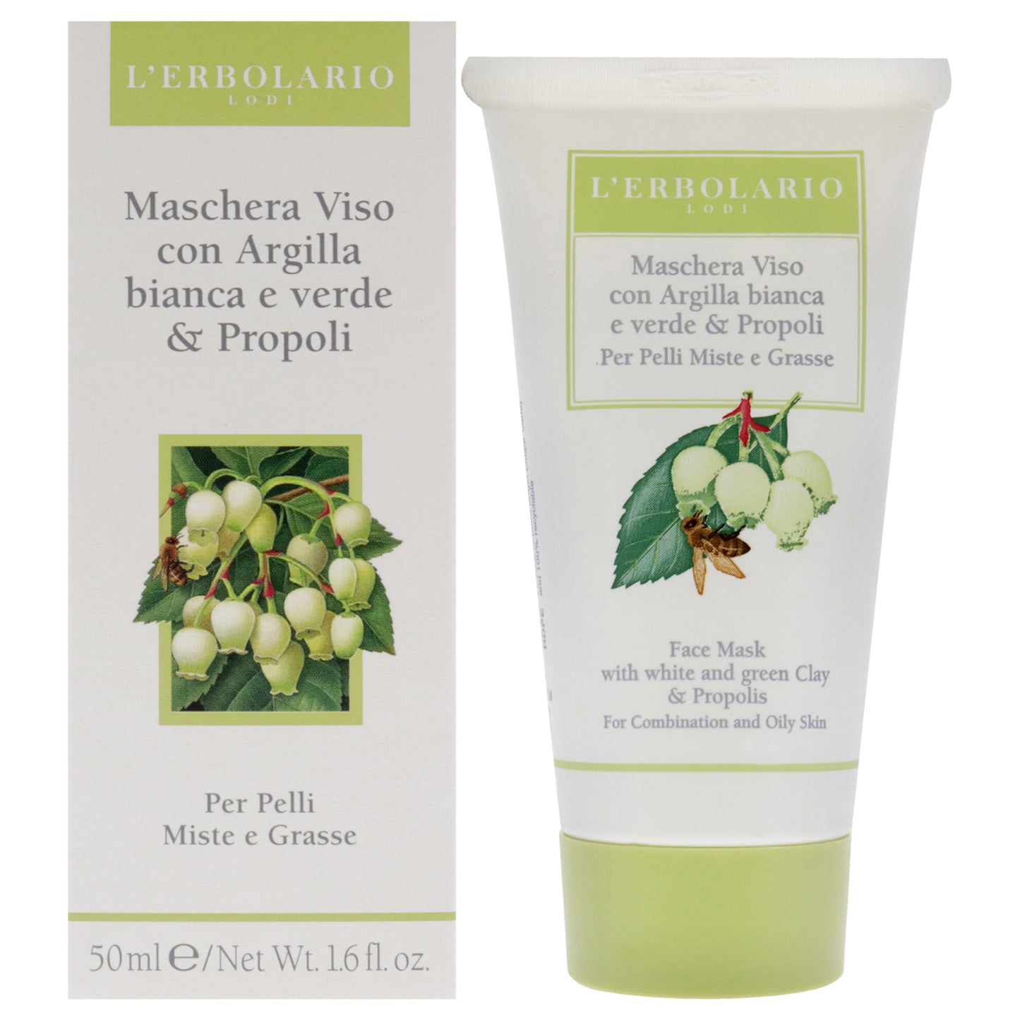 Face Mask - White and Green Clay by LErbolario for Unisex - 1.6 oz Mask