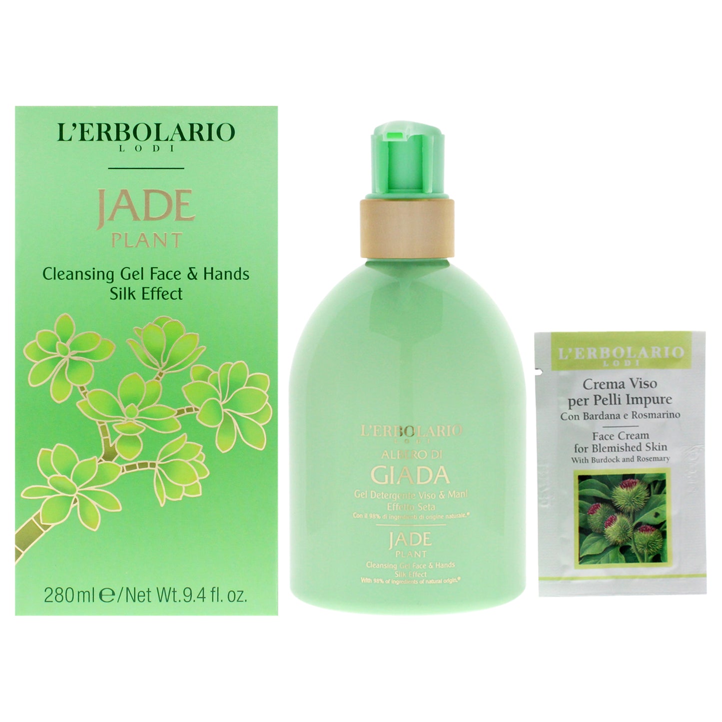 Cleansing Gel Face and Hands Silk Effect - Jade Plant by LErbolario for Unisex - 9.4 oz Cleanser