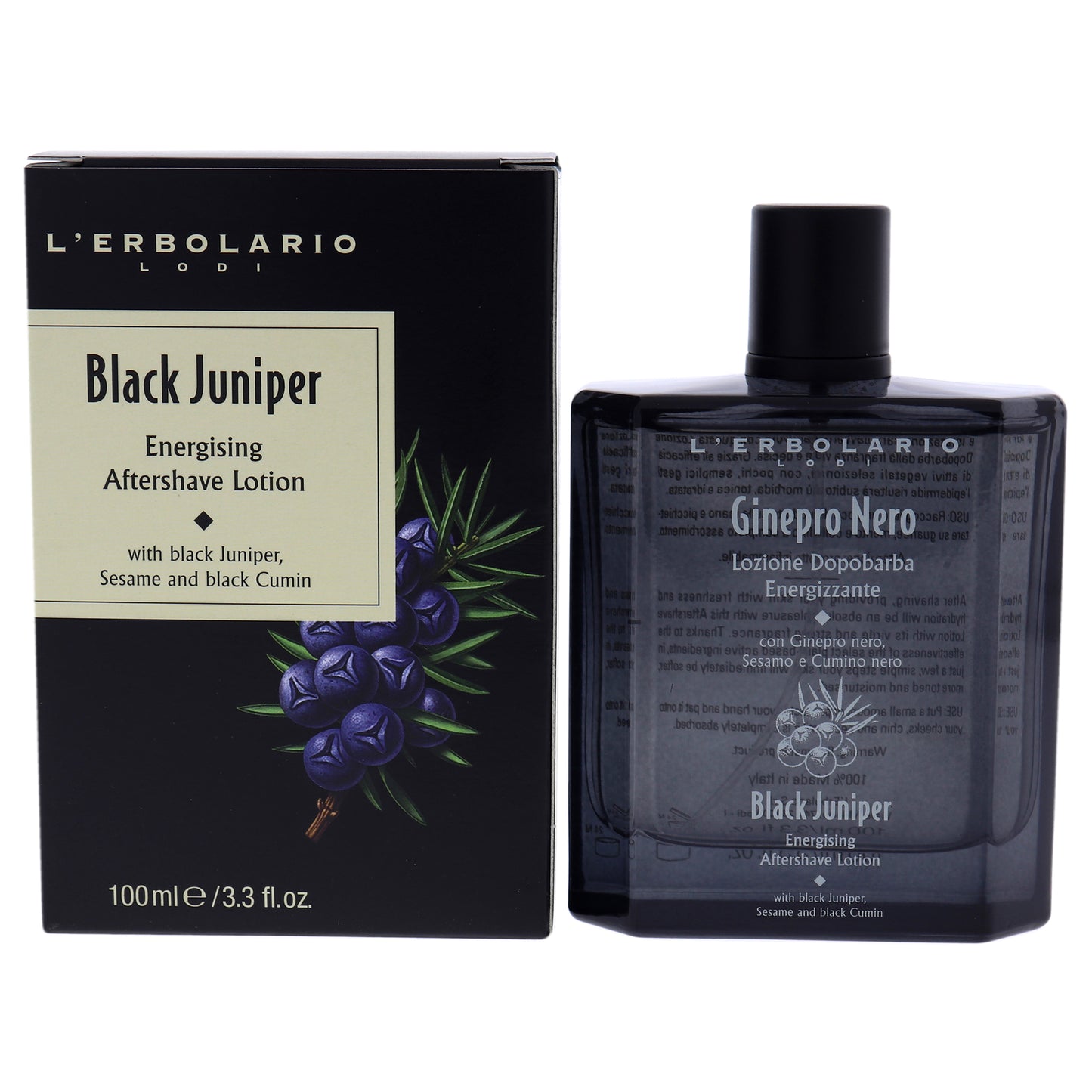 Energising Aftershave Lotion - Black Juniper by LErbolario for Unisex - 3.3 oz After Shave Lotion