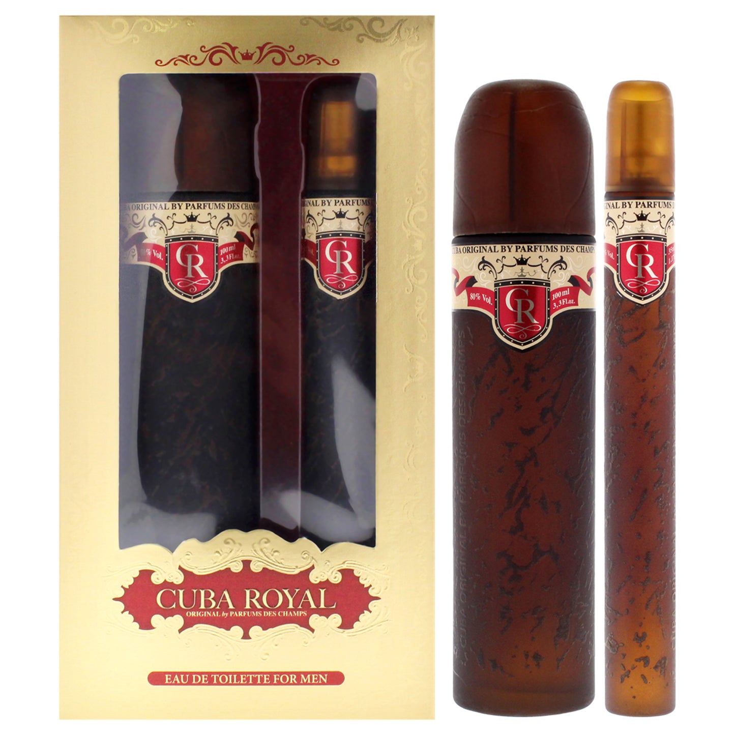 Cuba Royal by Cuba for Men - 2 Pc Gift Set 3.3oz EDT Spray, 1.17oz EDT Spray