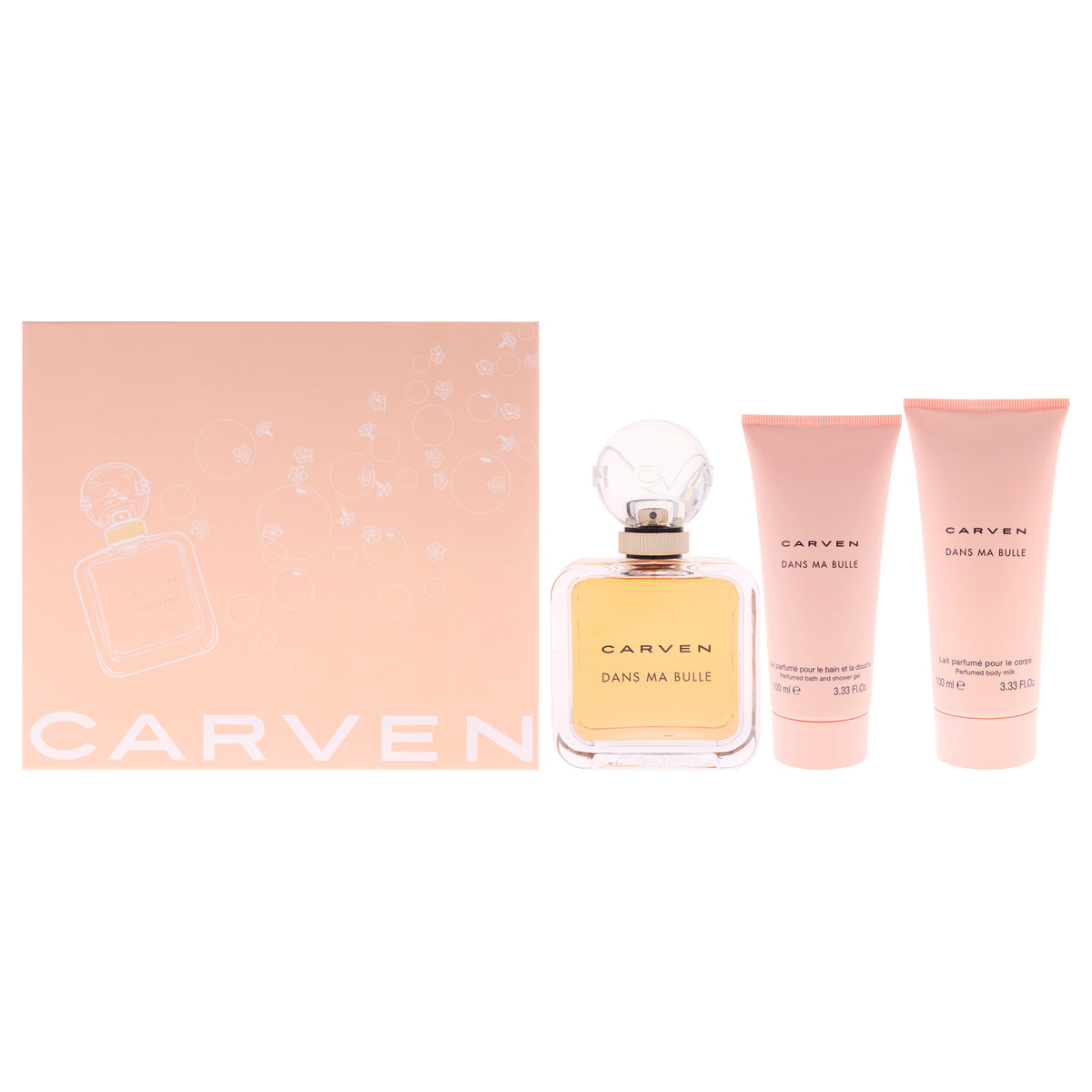 Dans Ma Bulle by Carven for Women - 3 Pc Gift Set 3.3oz EDP Spray, 3.3oz Body Milk, 3.3oz Shower Gel