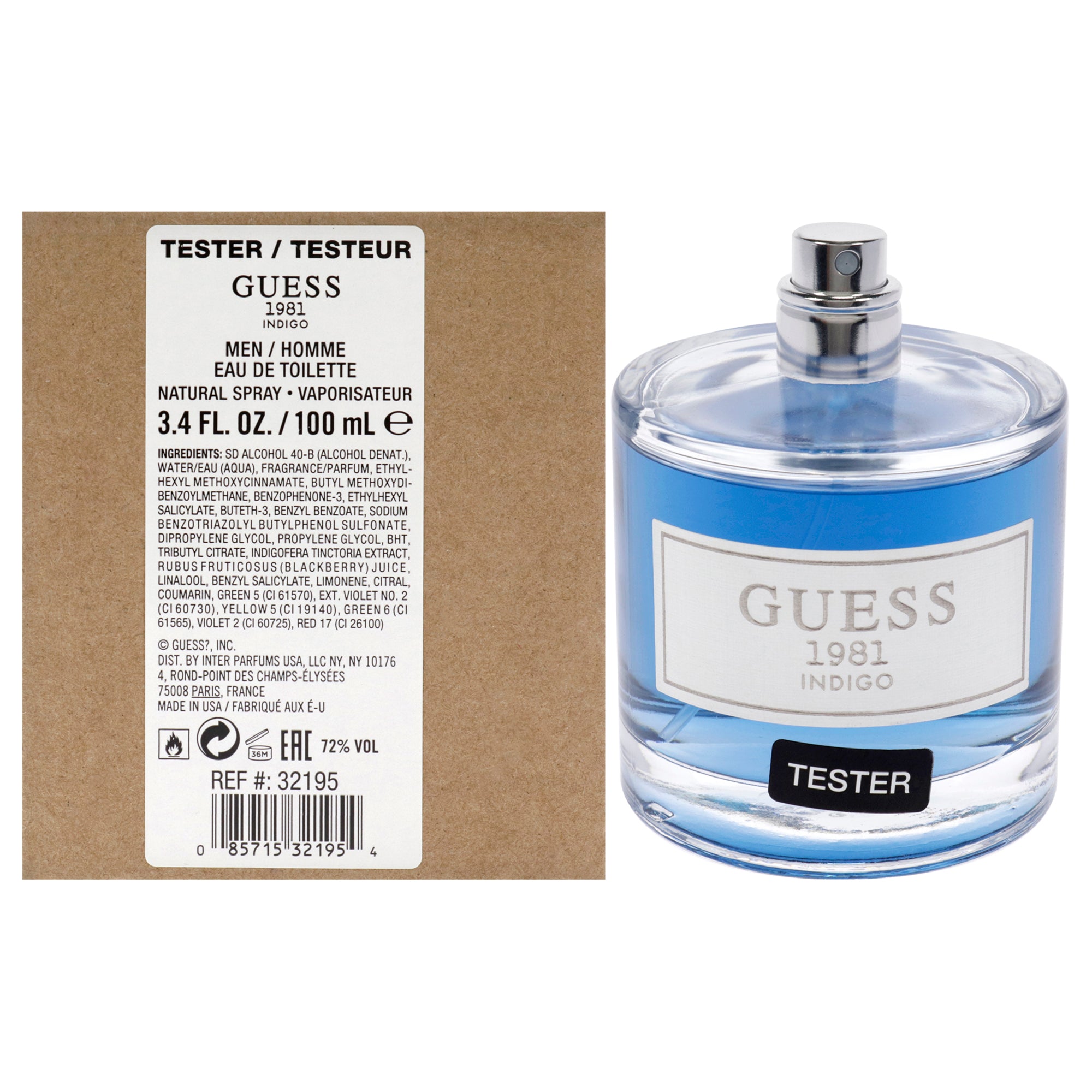 Guess 1981 Indigo by Guess for Men - 3.4 oz EDT Spray (Tester)