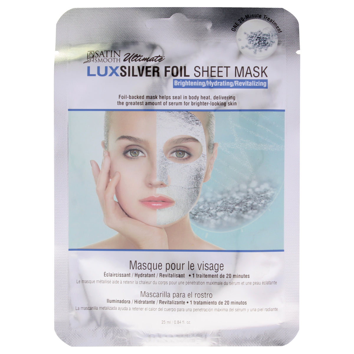 Ultimate LuxSilver Foil Sheet Mask by Satin Smooth for Women - 1 Pc Mask