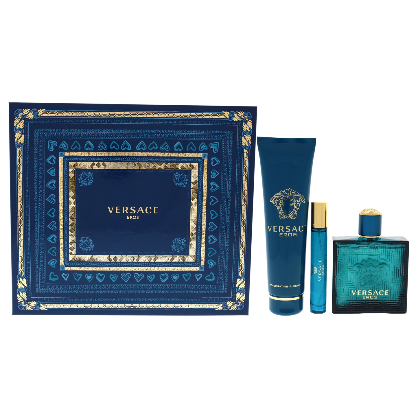 Versace Eros 3 Pc Gift Set 3.4oz EDT Spray