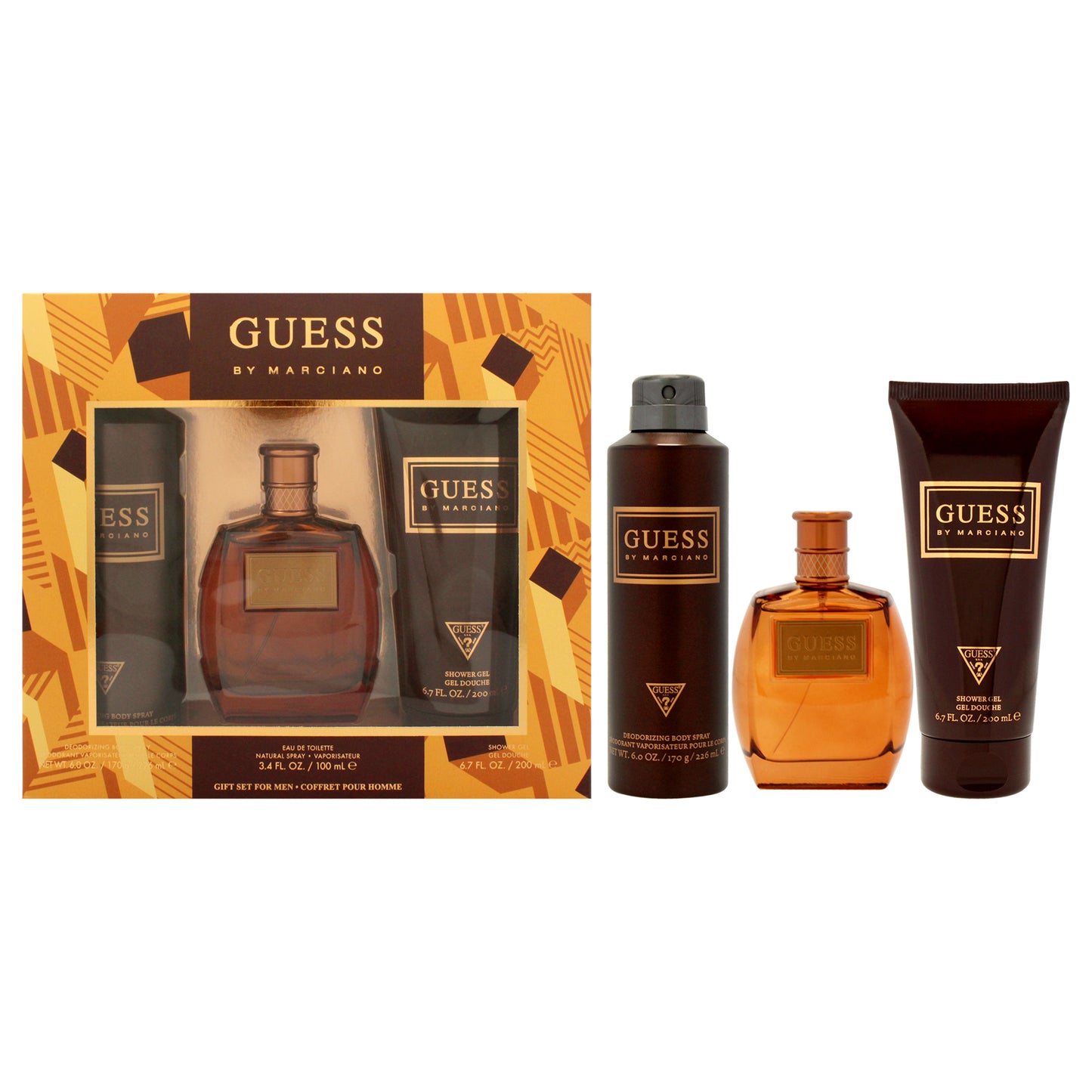 Guess By Marciano by Guess for Men - 3 Pc Gift Set 3.4oz EDT Spray, 6.7oz Shower Gel, 6.0oz Deodorizing Body Spray
