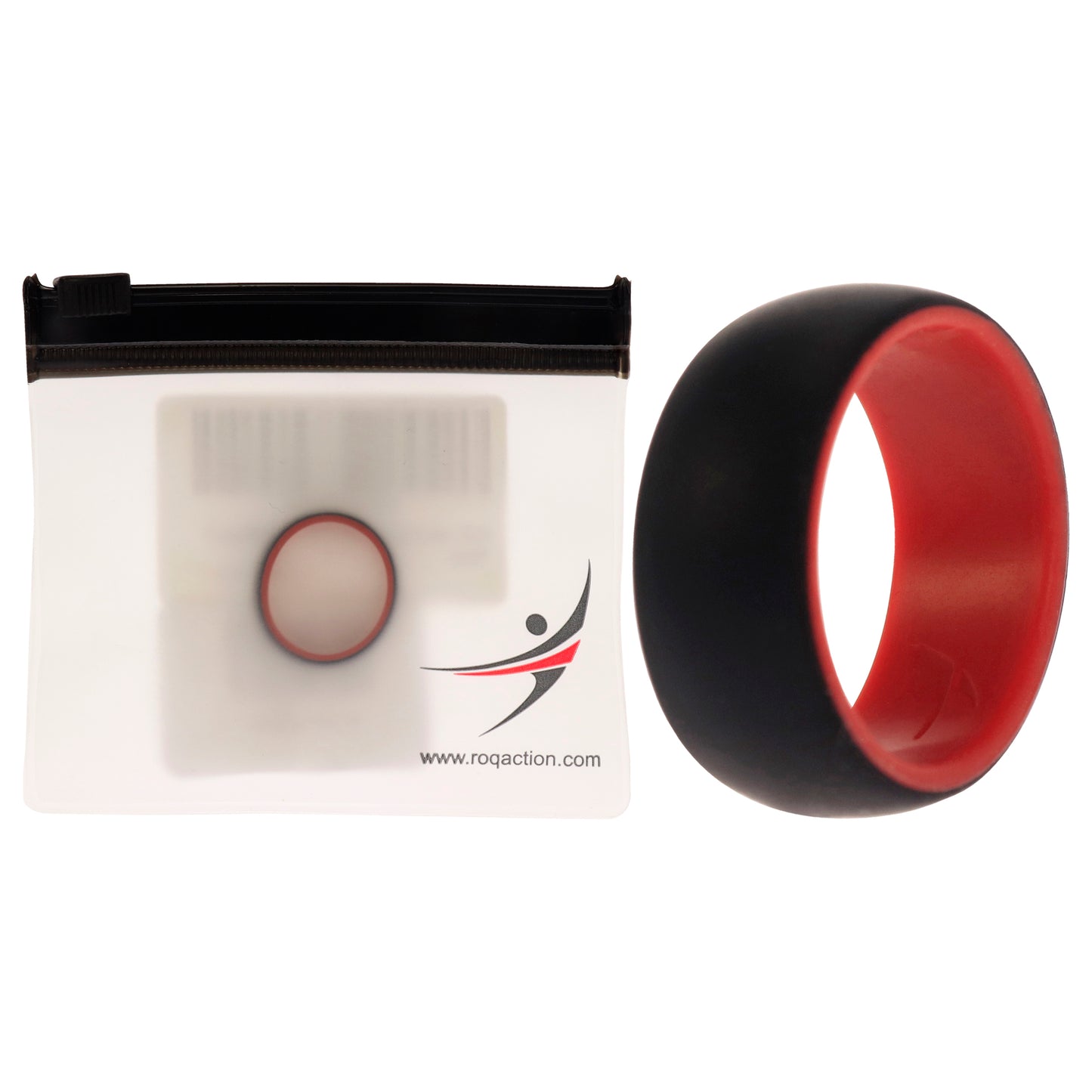 Silicone Wedding 2Layer Dome Ring - Red-Black by ROQ for Men - 7 mm Ring