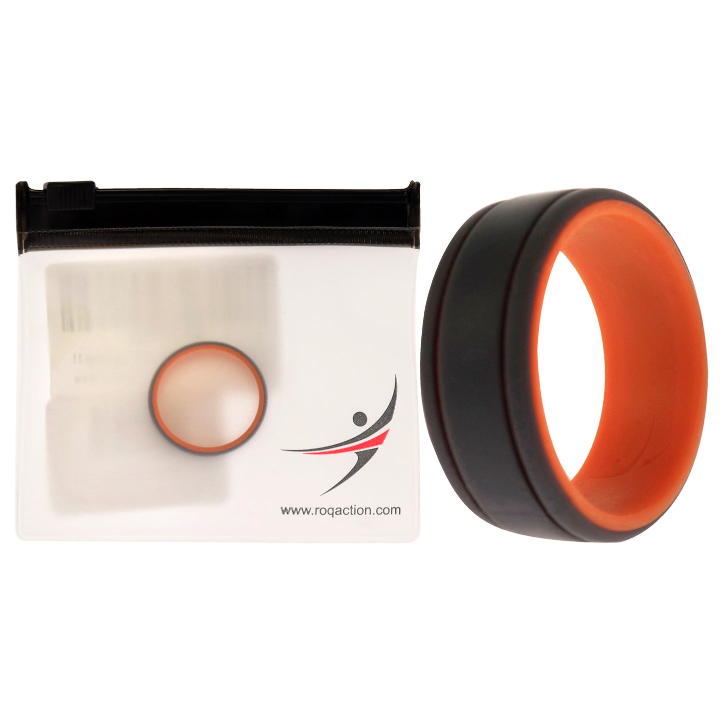 Silicone Wedding 2Layer Lines Ring - Orang-Grey by ROQ for Men - 11 mm Ring