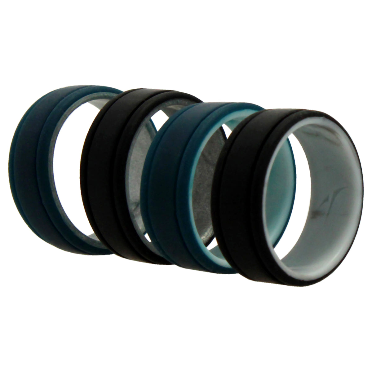 Silicone Wedding 2Layer Lines Ring Set - Marble by ROQ for Men - 4 x 11 mm Ring