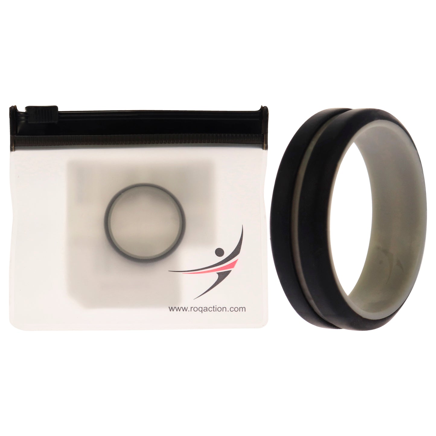 Silicone Wedding 2Layer Middle Line Ring - Grey-Black by ROQ for Men - 13 mm Ring