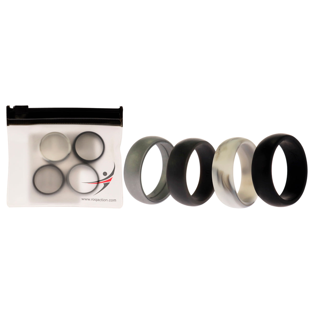Silicone Wedding Ring Set - Marble by ROQ for Men - 4 x 10 mm Ring