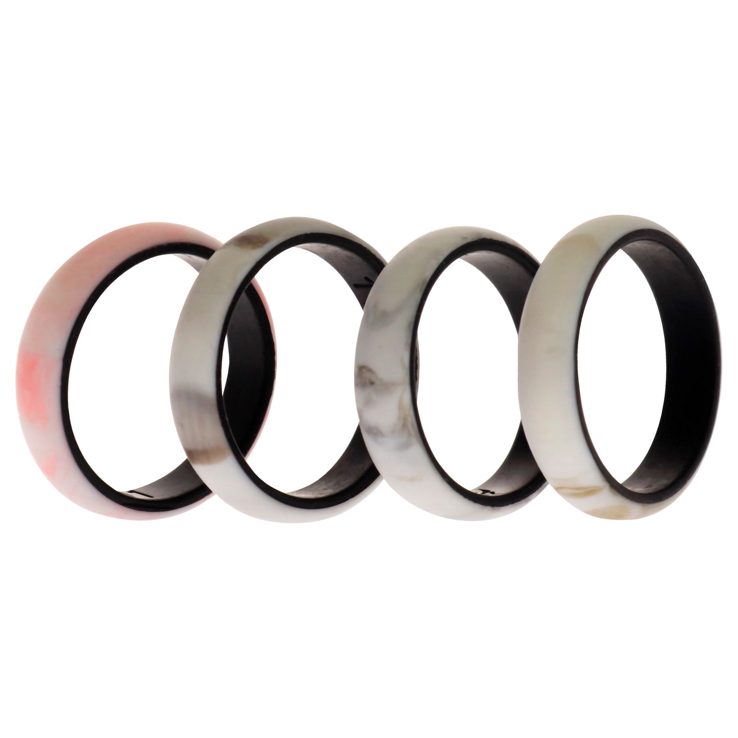 Silicone Wedding 2Layer Ring Set - Marbles by ROQ for Women - 4 x 11 mm Ring