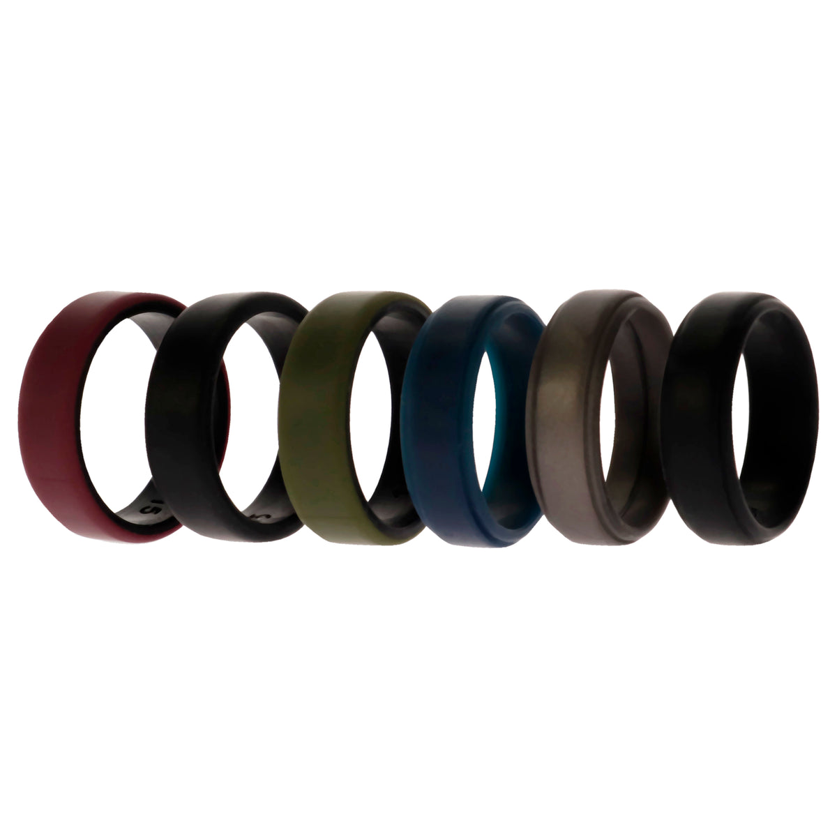 Silicone Wedding 2Layer Beveled 8mm Ring Set - Blue by ROQ for Men - 6 x 15 mm Ring