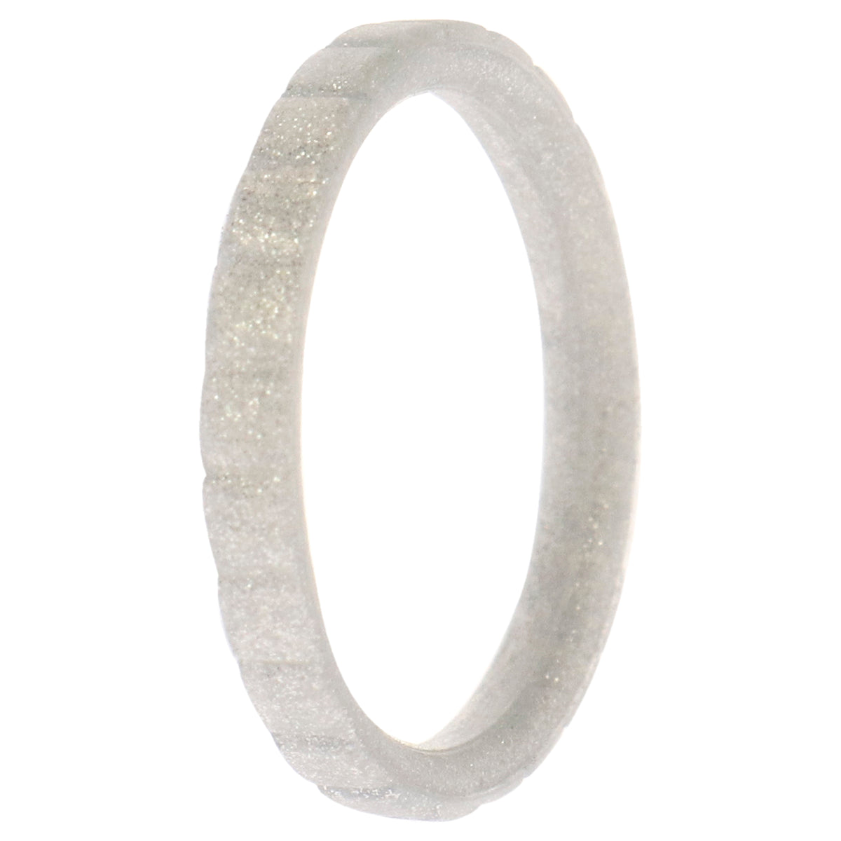 Silicone Wedding Stackble Lines Single Ring - Silver by ROQ for Women - 7 mm Ring