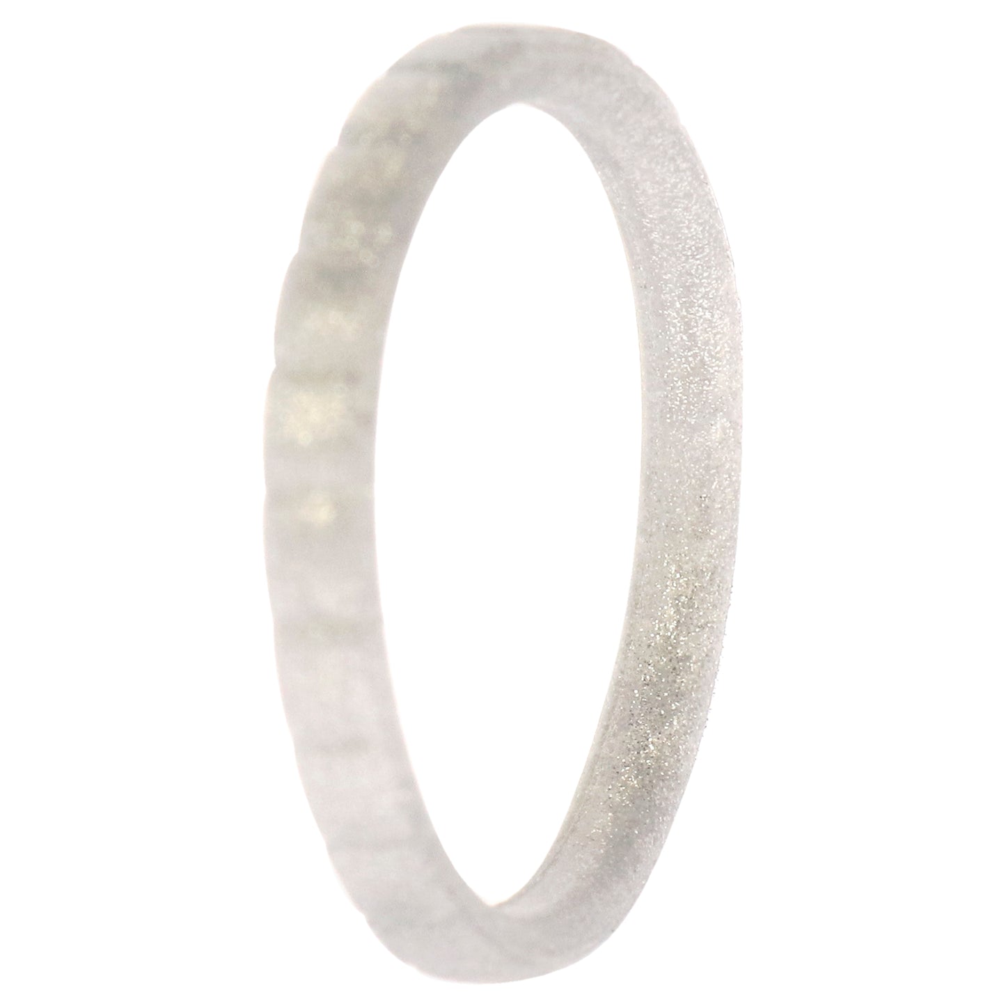 Silicone Wedding Stackble Lines Single Ring - Silver by ROQ for Women - 9 mm Ring