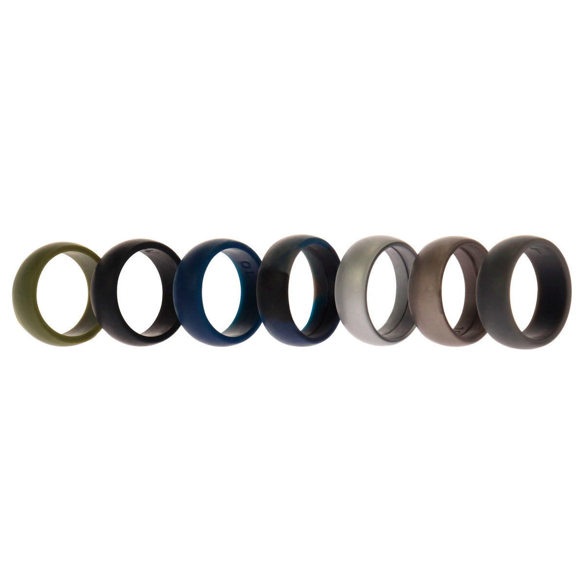 Silicone Wedding Ring Set - Metal-Camo by ROQ for Men - 7 x 10 mm Ring