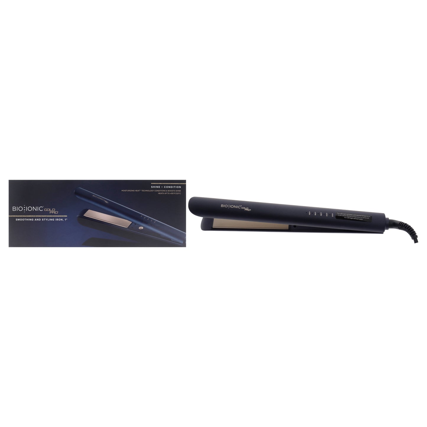 Gold Pro Styliing Iron by Bio Ionic for Women - 1 Inch Flat Iron