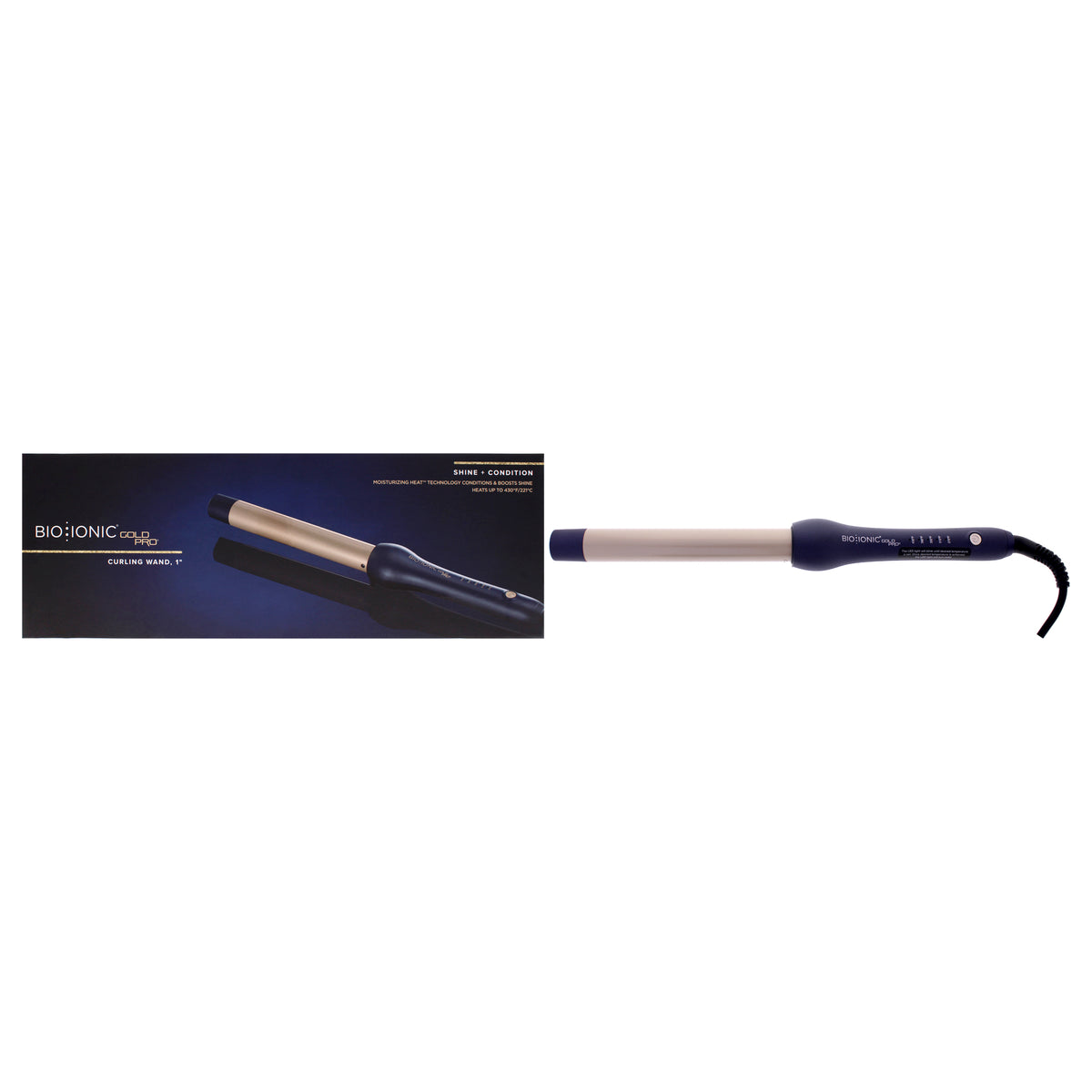 Gold Pro Curling Wand by Bio Ionic for Women - 1 Inch Curling Iron