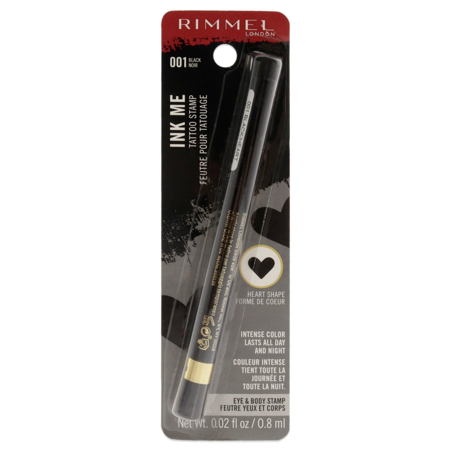 Ink Me Tatto Stamp Eyes and Body - 001 Black Heart Shape by Rimmel London for Women - 0.02 oz Eyeliner