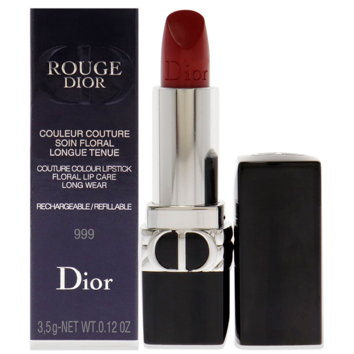 Rouge Dior Couture Satin Lipstick - 999 Red by Christian Dior for Women - 0.12 oz Lipstick (Refillable)