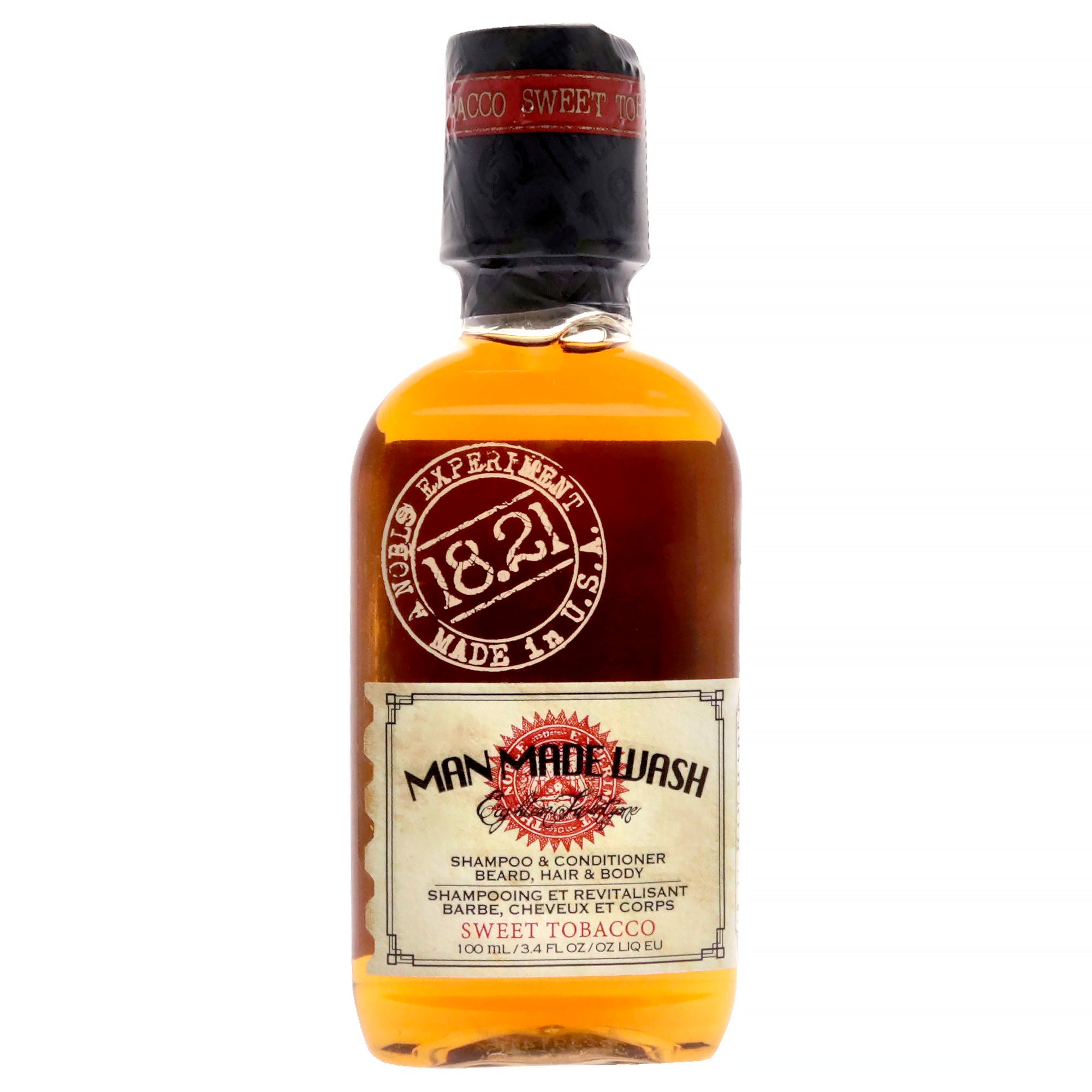 Man Made Wash - Sweet Tobacco by 18.21 Man Made for Men - 3.4 oz 3-In-1 Shampoo, Conditioner and Body Wash