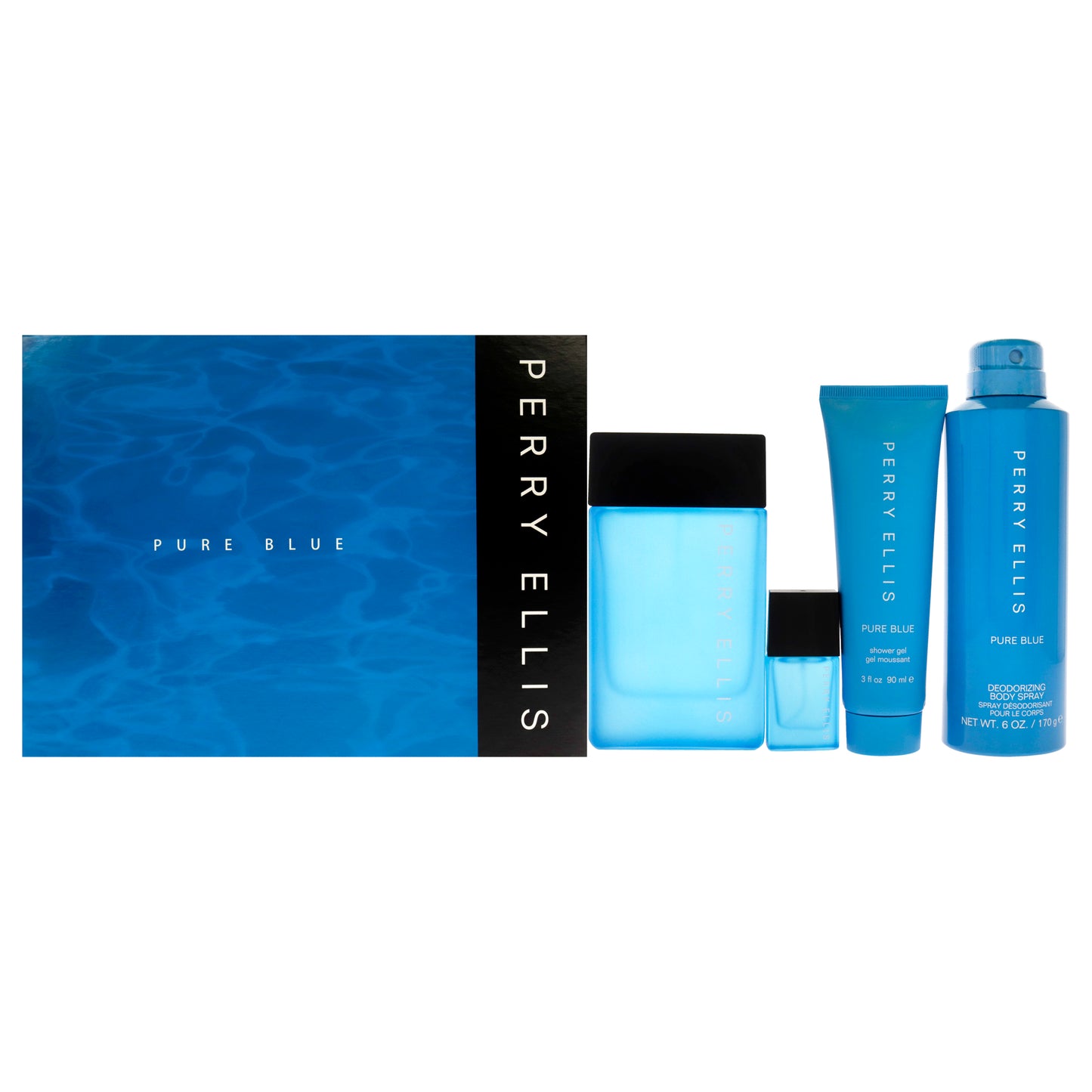 Perry Ellis Pure Blue 4 Pc Gift Set 3.4oz EDT Spray