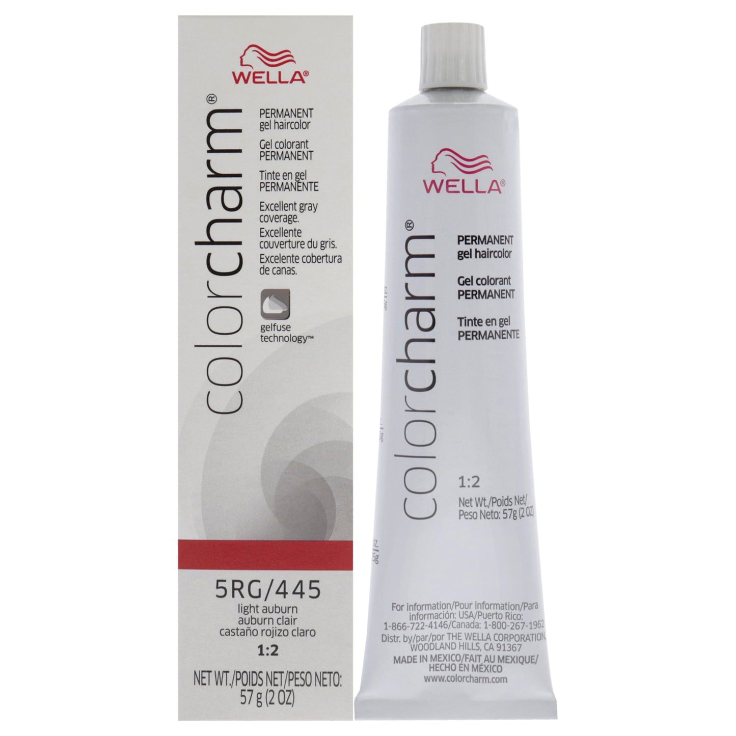 Color Charm Permanent Hair Color Gel - 5RG 445 Light Auburn by Wella for Unisex - 2 oz Hair Color