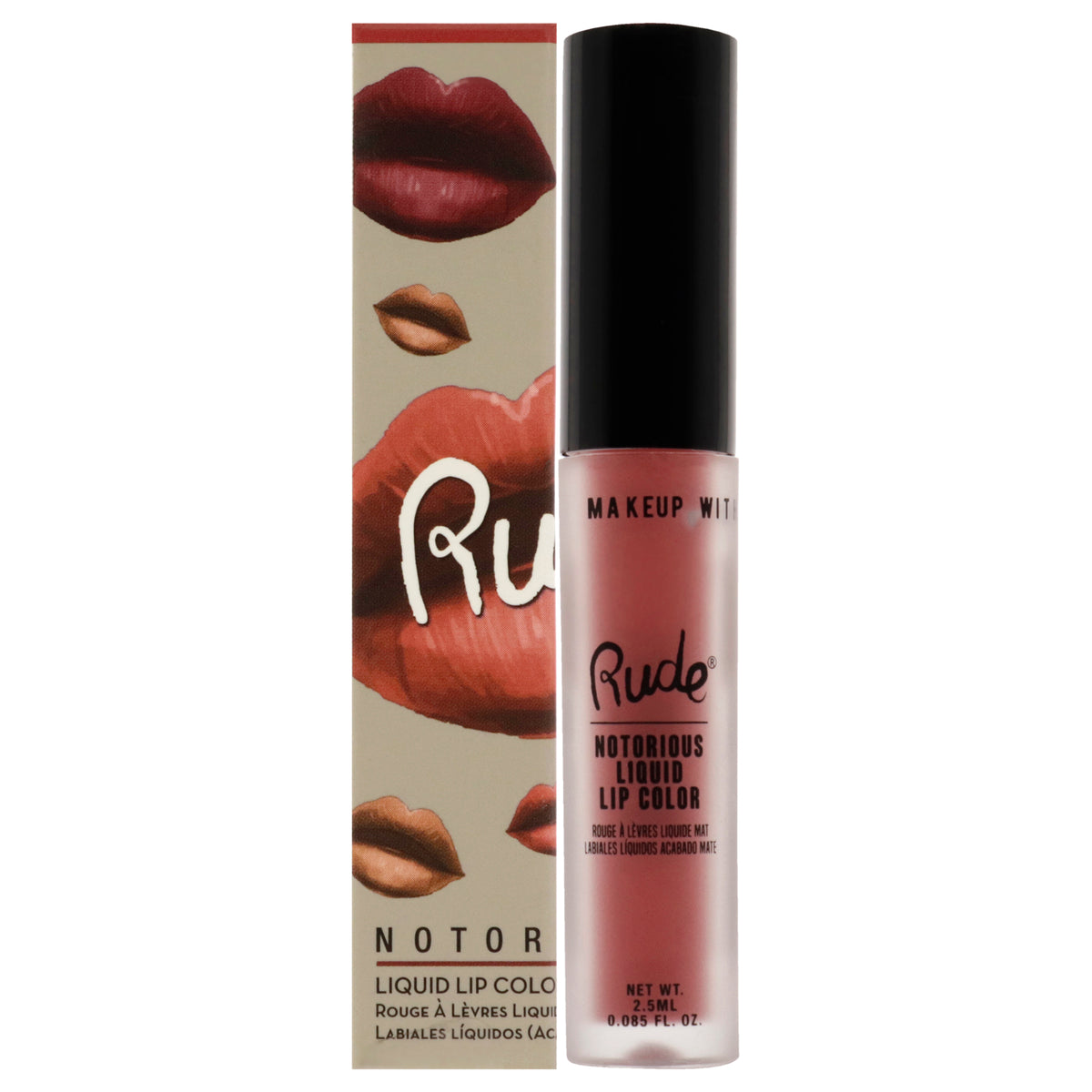 Notorious Liquid Lip Color - Sinister Villain by Rude Cosmetics for Women - 0.1 oz Lipstick