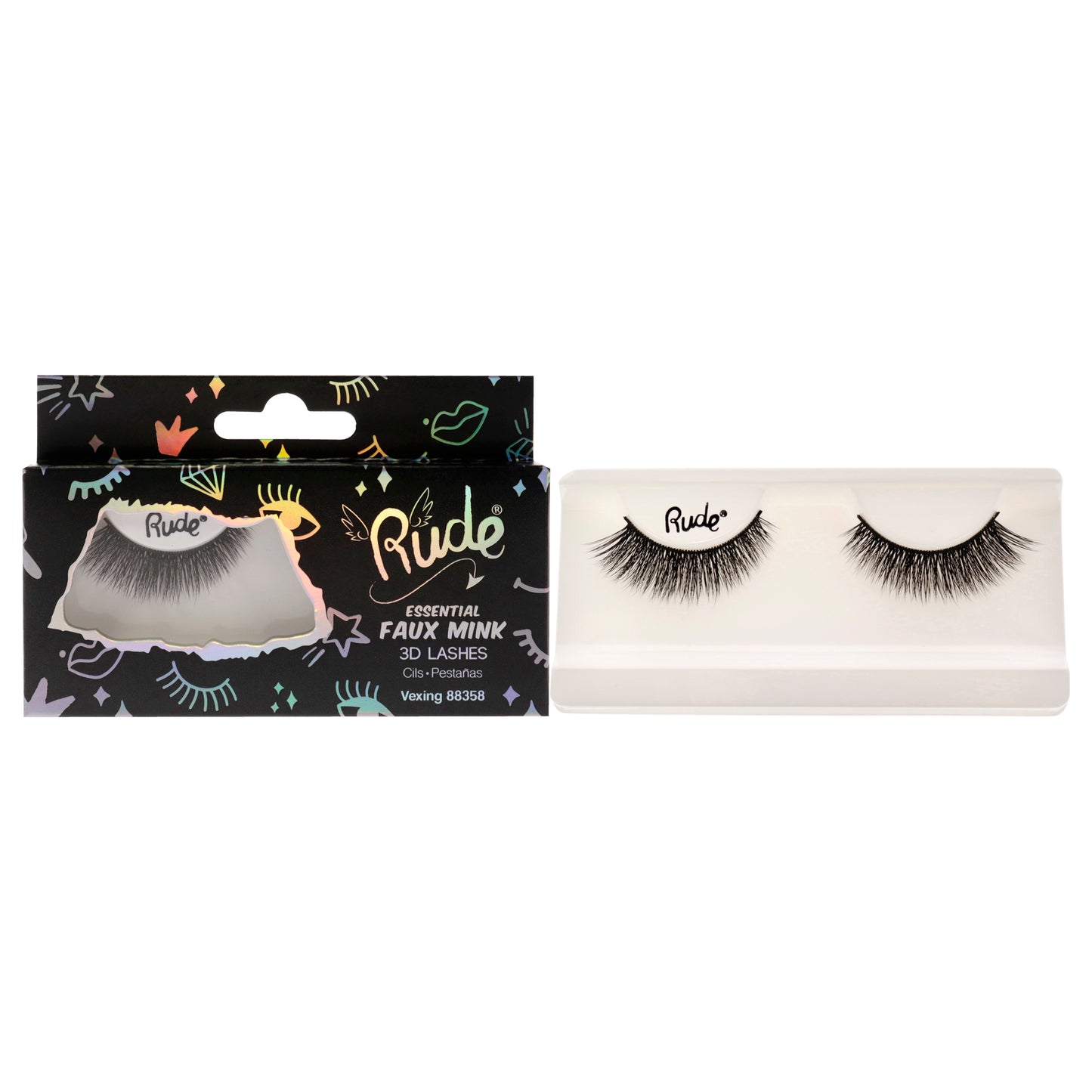 Essential Faux Mink 3D Lashes - Vexing by Rude Cosmetics for Women - 1 Pc Pair