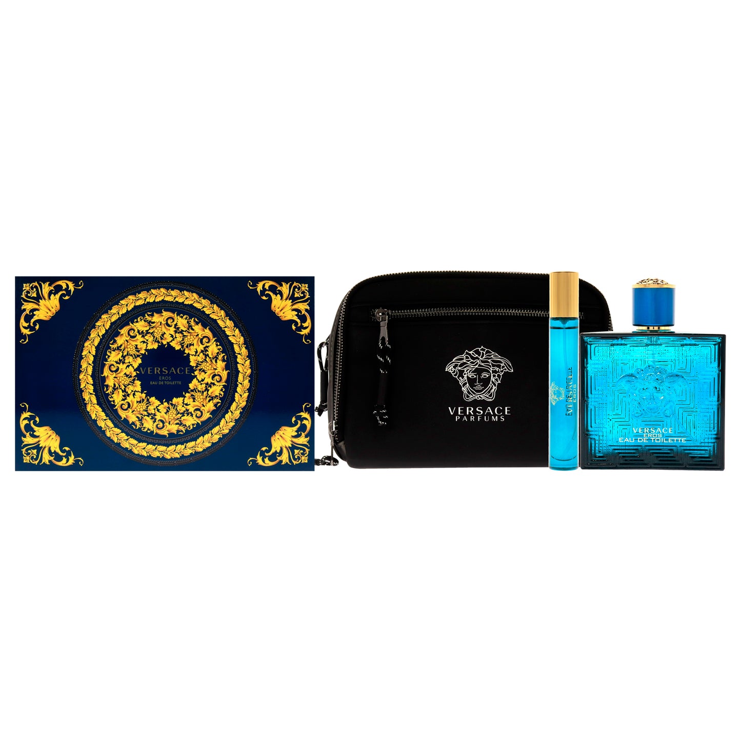 Versace Eros 3 Pc Gift Set 3.4oz EDT Spray