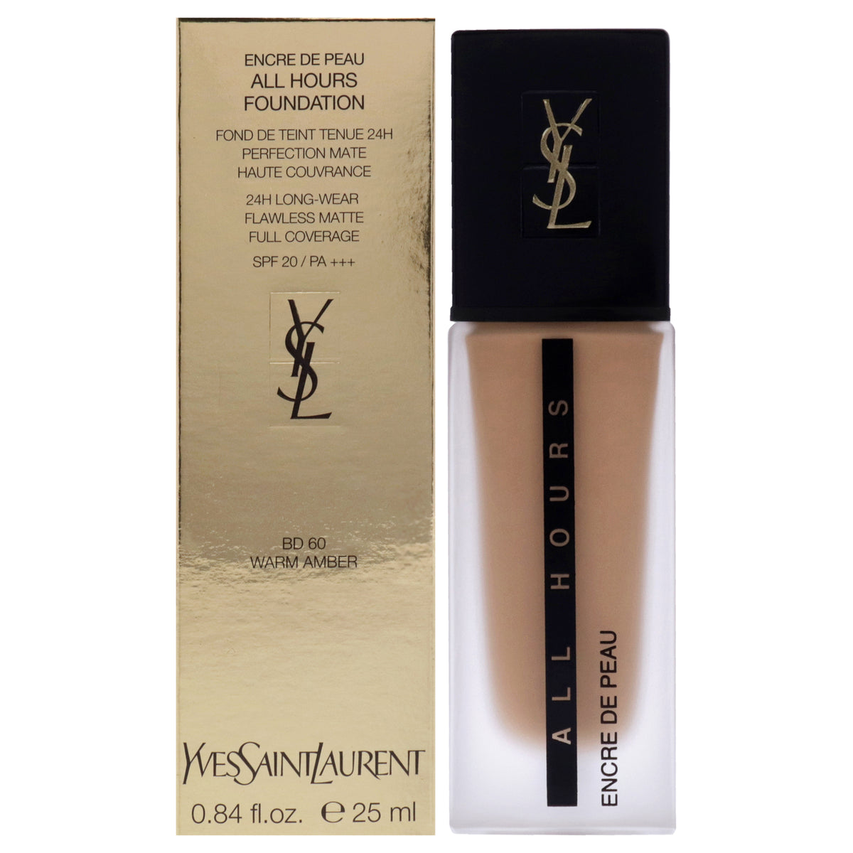 All Hours Foundation SPF 20 - BD60 Warm Amber by Yves Saint Laurent for Women - 0.84 oz Foundation