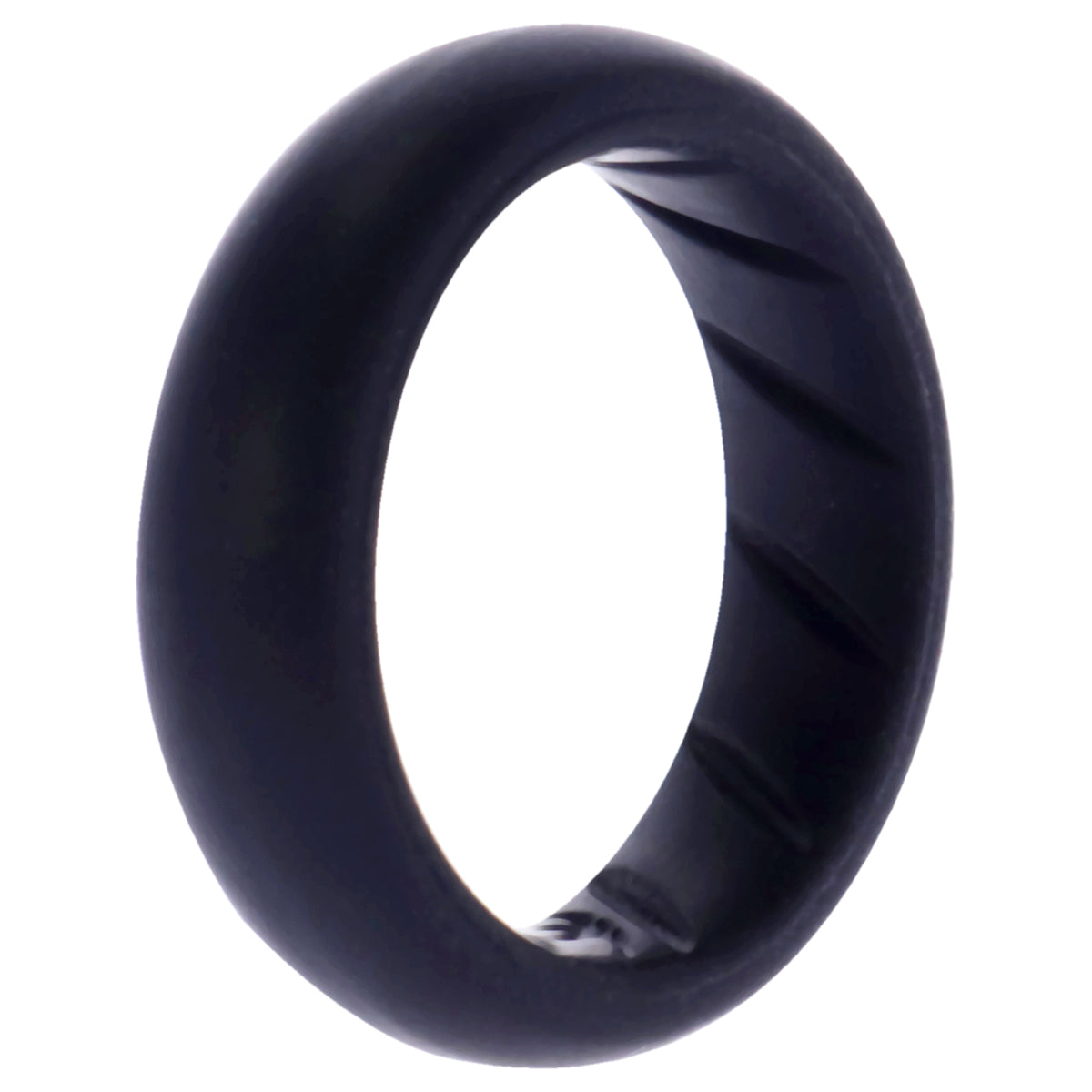 Silicone Wedding Ring - Dome Solid BR Comfort Fit - Basic-Black by ROQ for Women - 4 mm Ring