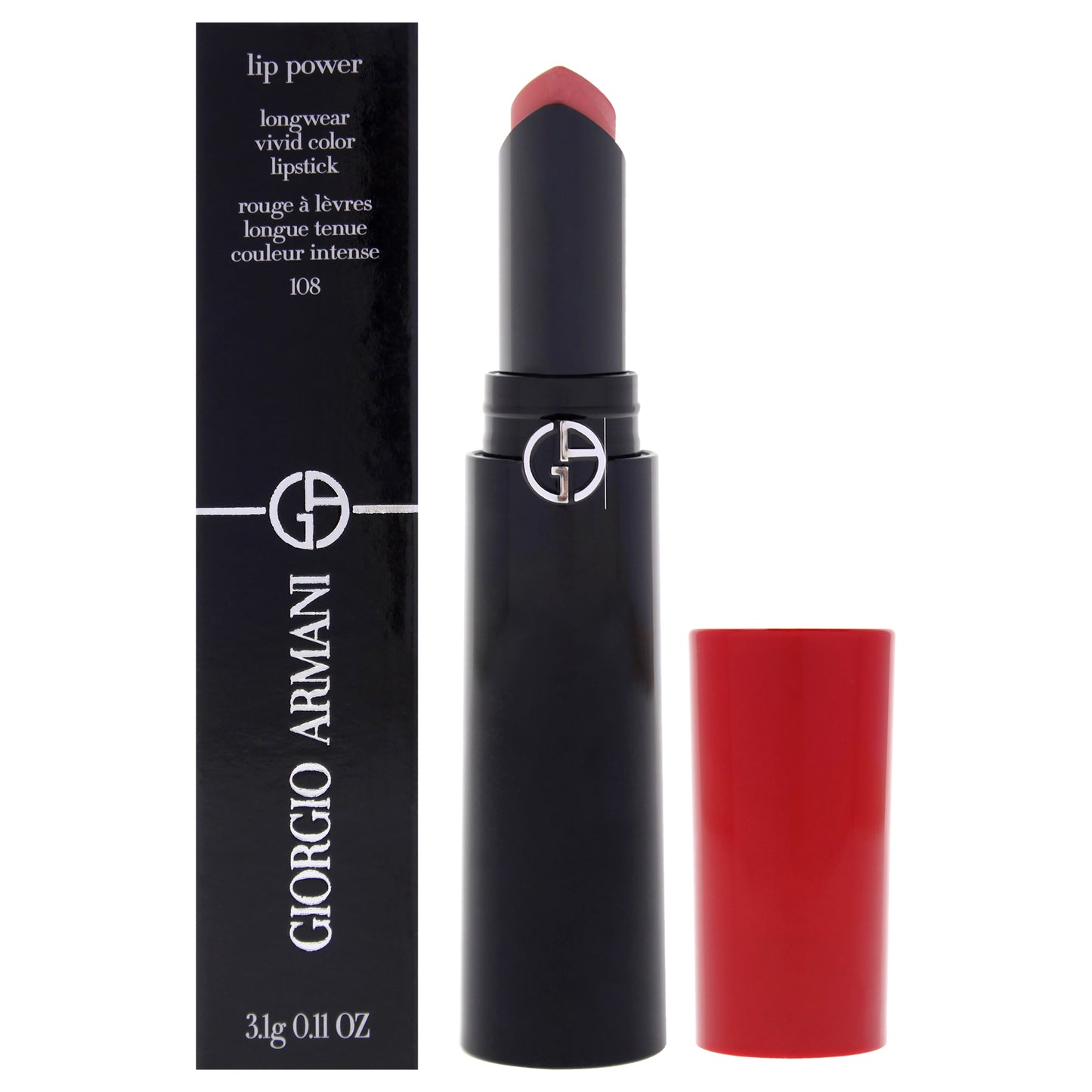 Lip Power Longwear Vivid Color Lipstick - 108 In Love by Giorgio Armani for Women - 0.11 oz Lipstick