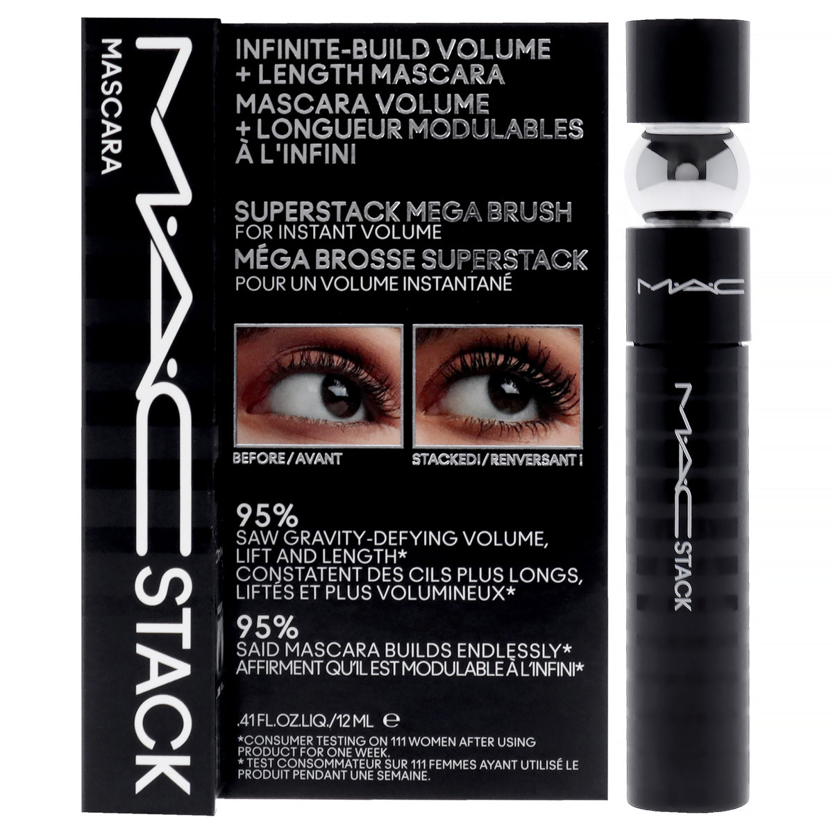 MAC Stack Superstack Mega Brush Mascara - Black by MAC for Women - 0.41 oz Mascara