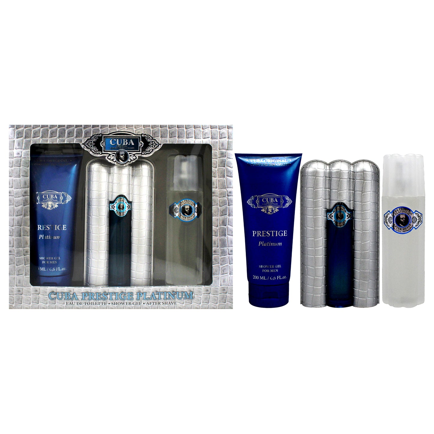 Cuba Prestige Platinum 3 Pc Gift Set 3oz EDT Spray