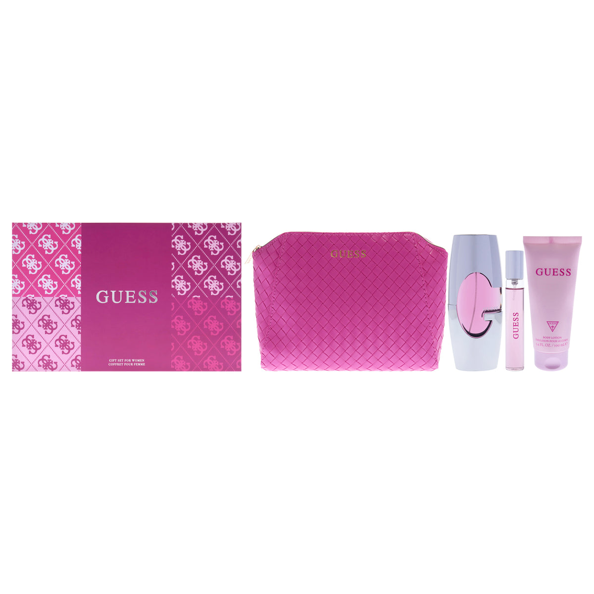 Guess by Guess for Women - 4 Pc Gift Set 2.5oz EDP Spray, 0.5oz EDP Spray, 3.4oz Body Lotion, Pouch