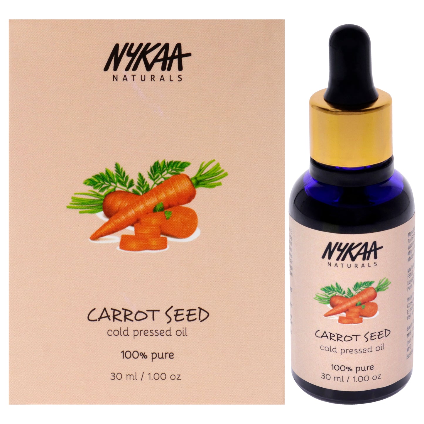 100 Percent Pure Cold Pressed Oil - Carrot Seed by Nykaa Naturals for Women - 1 oz Oil